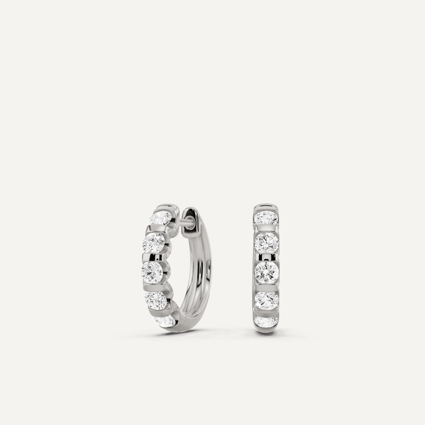 3/4 ctw Round Diamond Huggie Hoop Earrings - Lotus Diamond