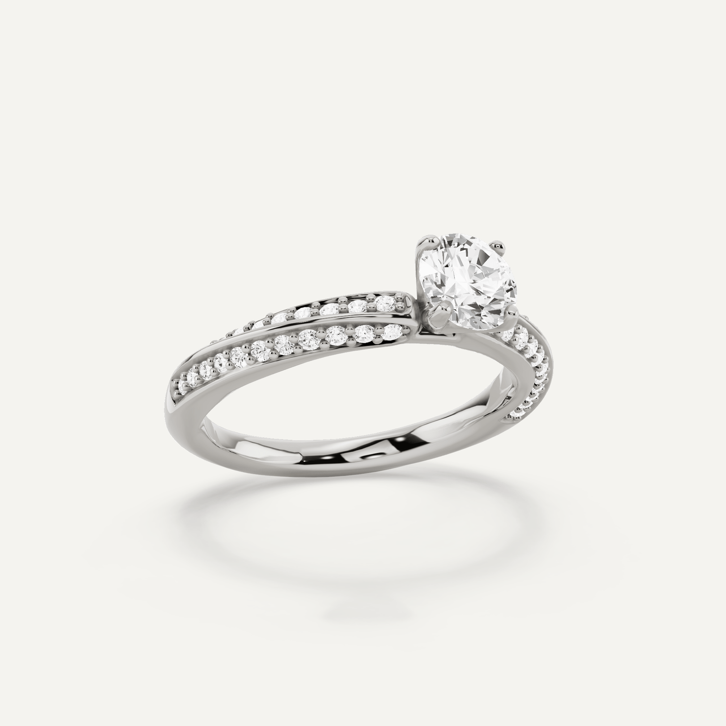 3/4 ctw Round Diamond Spiral Twist Side Stone Engagement Ring - Lotus Diamond