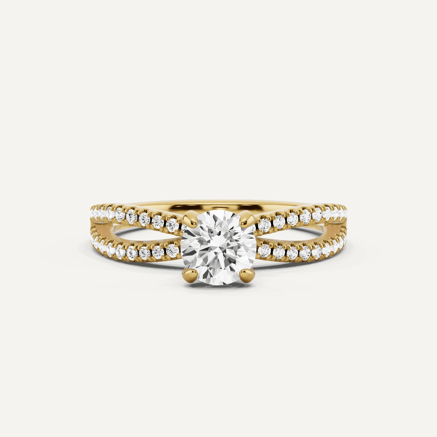 3/4 ctw Round Diamond Split Shank Hidden Halo Engagement Ring - Lotus Diamond