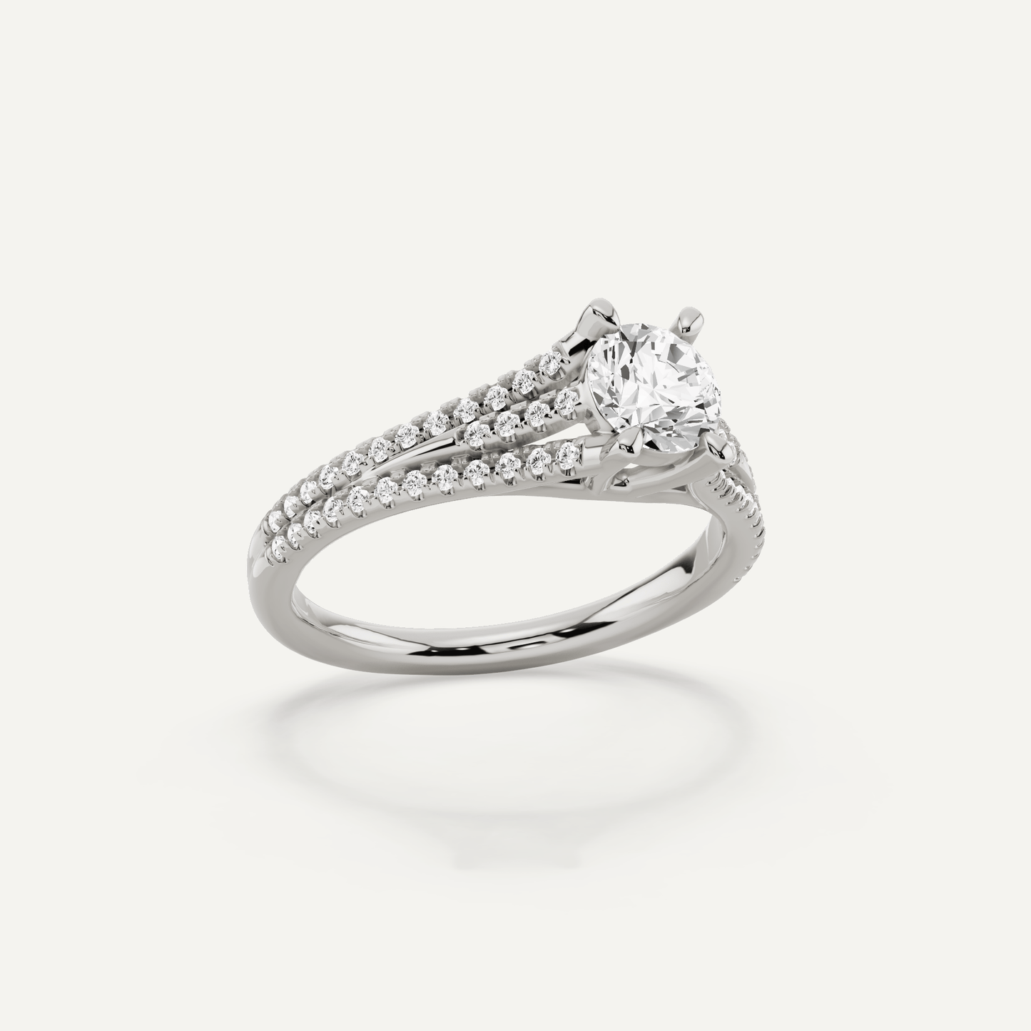 3/4 ctw Round Diamond Split Shank Side Stone Engagement Ring - Lotus Diamond