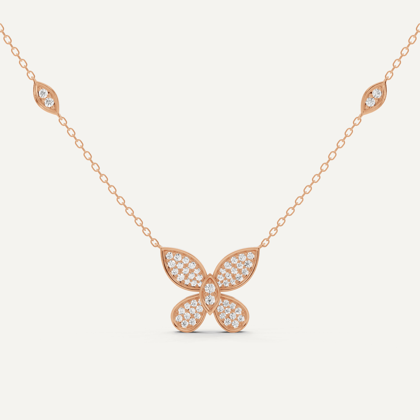 3/8 ctw Round Diamond Petite Pave Butterfly Fashion Pendant - Lotus Diamond