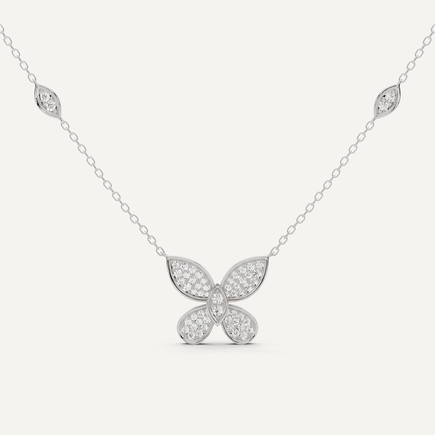 3/8 ctw Round Diamond Petite Pave Butterfly Fashion Pendant - Lotus Diamond