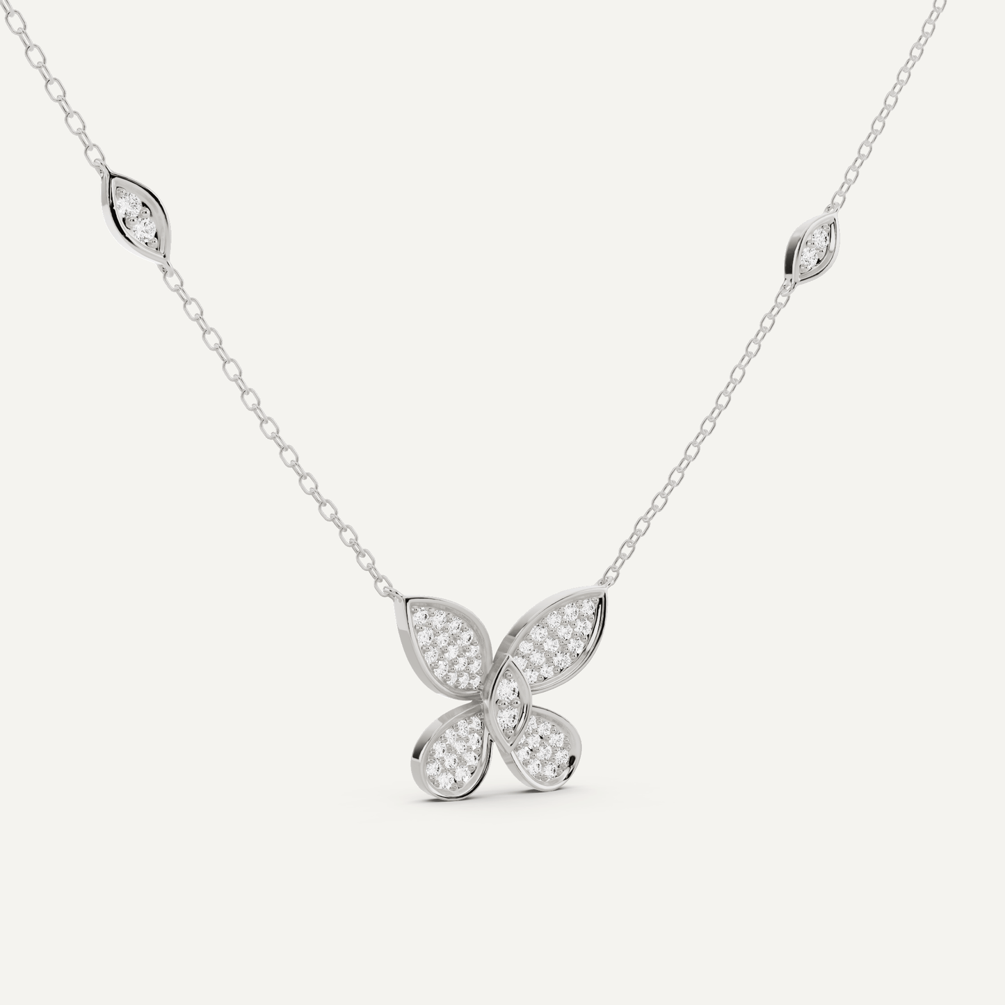 3/8 ctw Round Diamond Petite Pave Butterfly Fashion Pendant - Lotus Diamond