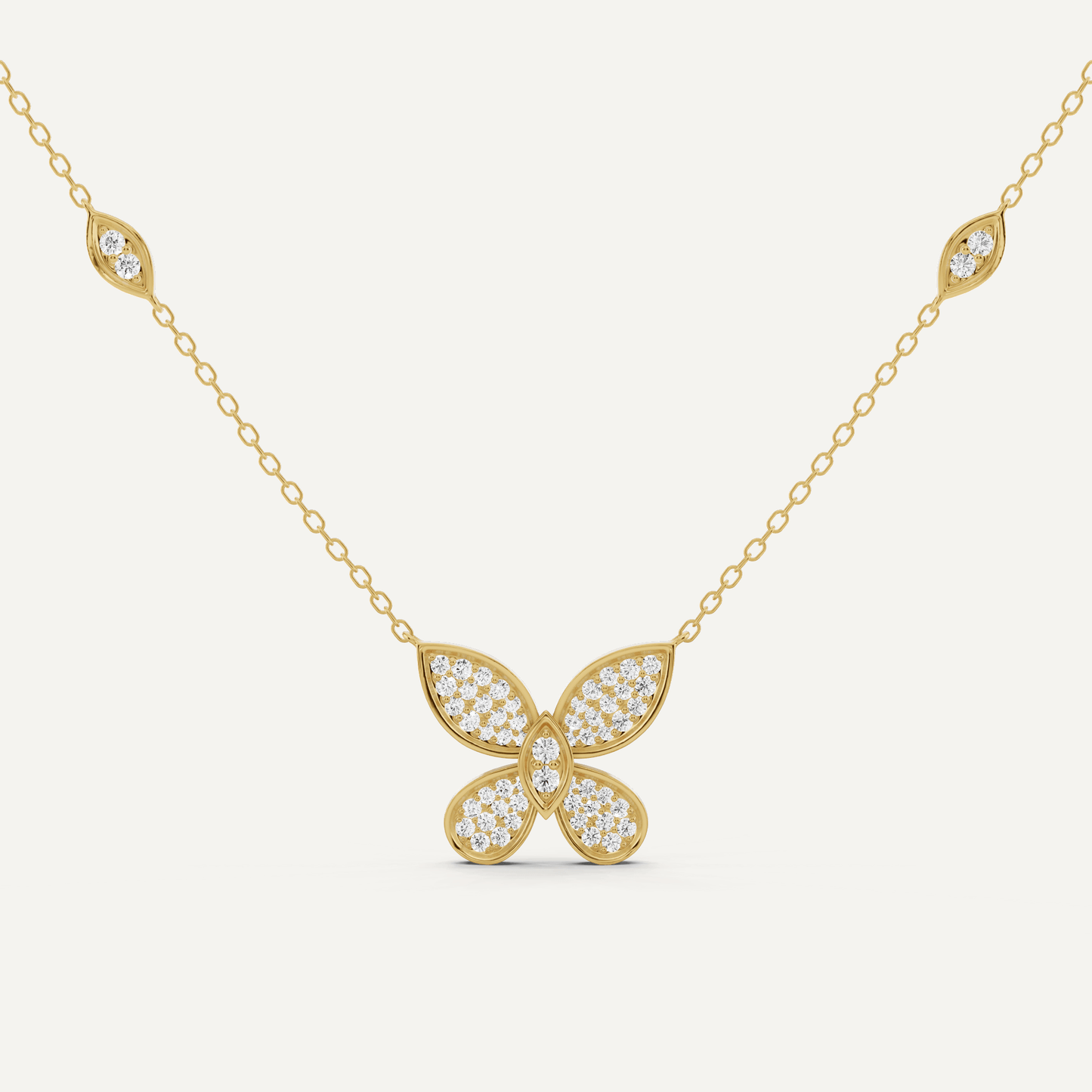 3/8 ctw Round Diamond Petite Pave Butterfly Fashion Pendant - Lotus Diamond