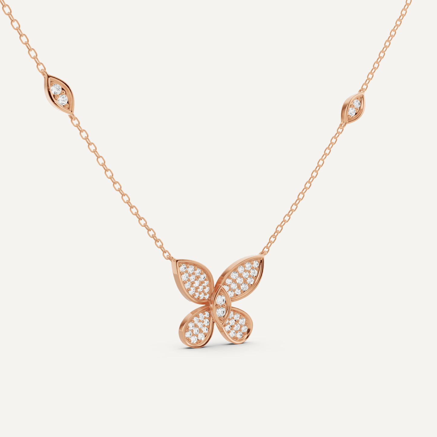 3/8 ctw Round Diamond Petite Pave Butterfly Fashion Pendant - Lotus Diamond