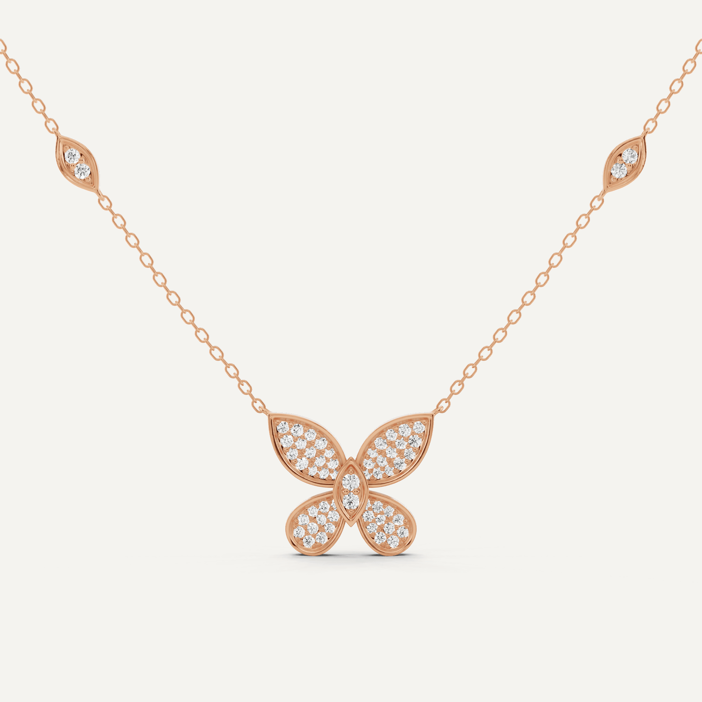 3/8 ctw Round Diamond Petite Pave Butterfly Fashion Pendant - Lotus Diamond