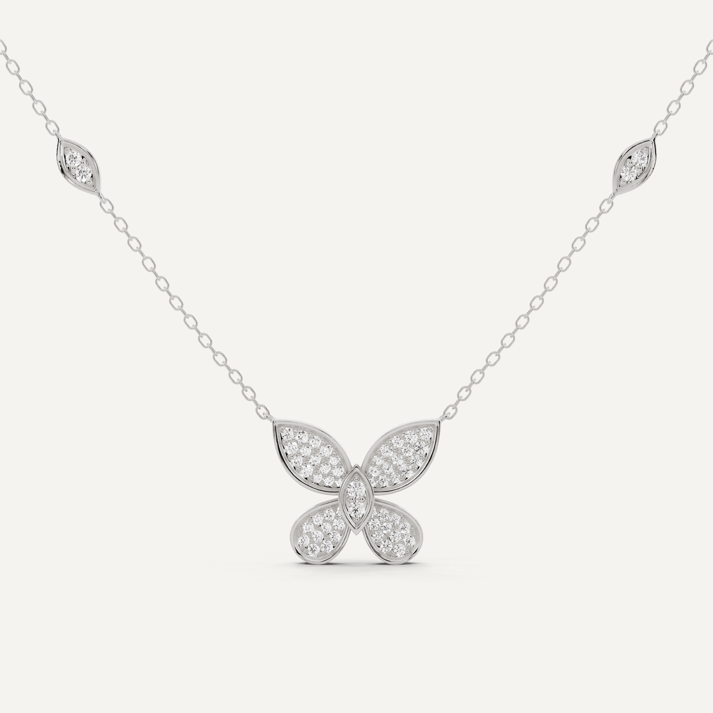3/8 ctw Round Diamond Petite Pave Butterfly Fashion Pendant - Lotus Diamond