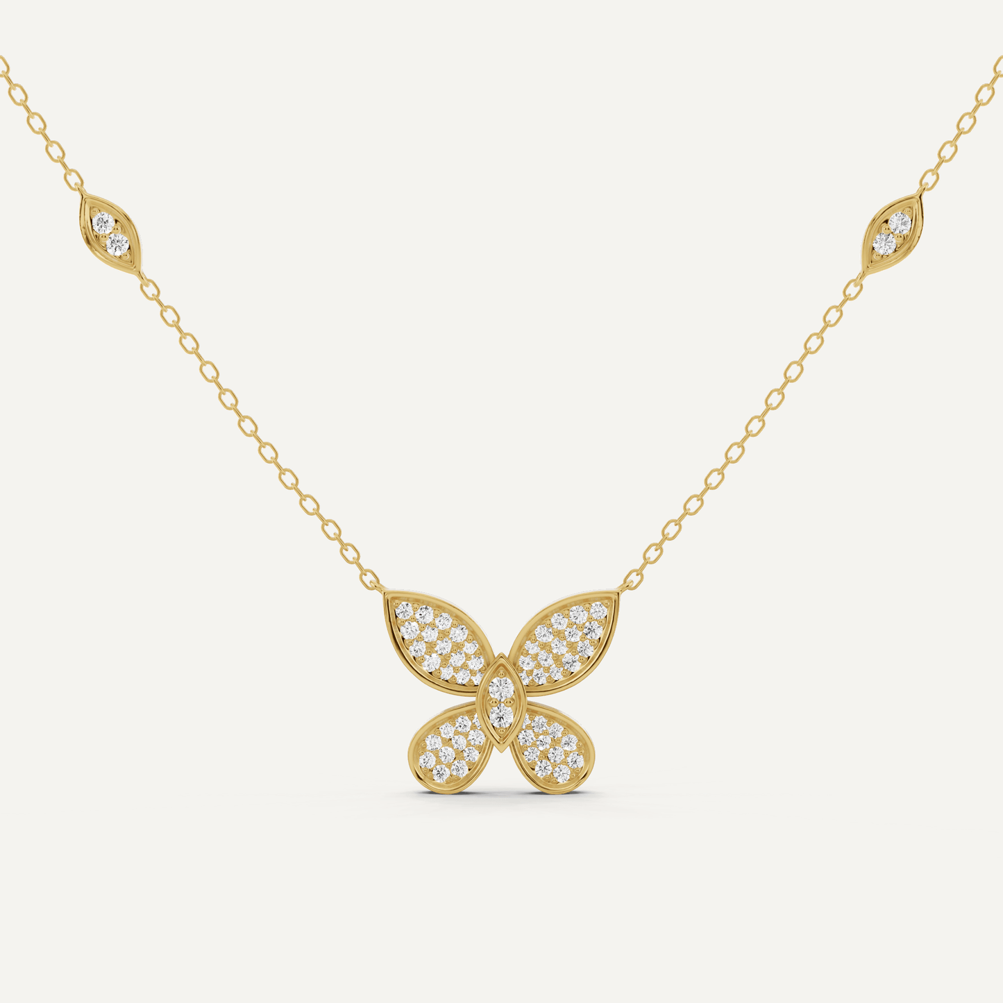3/8 ctw Round Diamond Petite Pave Butterfly Fashion Pendant - Lotus Diamond