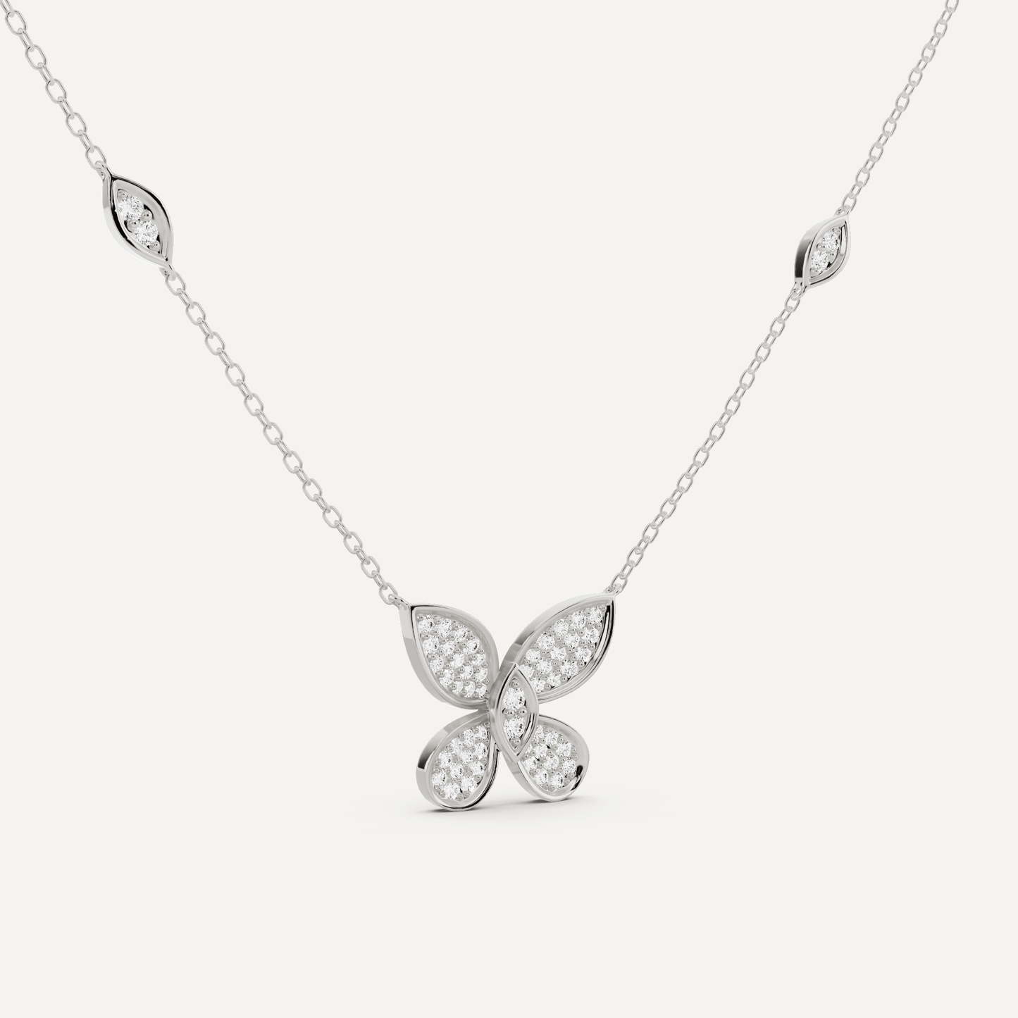 3/8 ctw Round Diamond Petite Pave Butterfly Fashion Pendant - Lotus Diamond