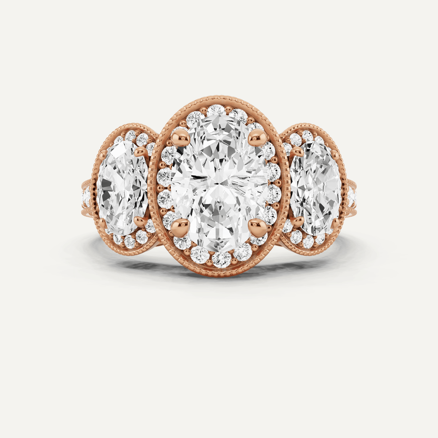 4 3/8 ctw Oval Diamond Side Stone Engagement Ring - Lotus Diamond