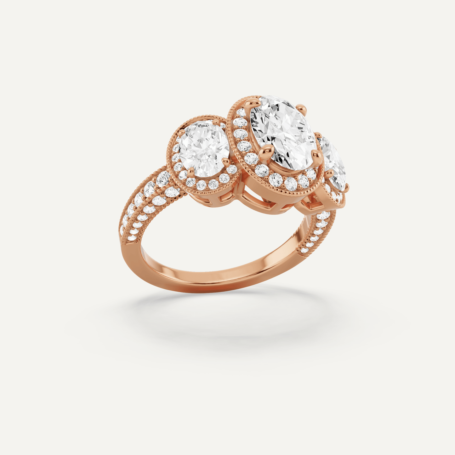 4 3/8 ctw Oval Diamond Side Stone Engagement Ring - Lotus Diamond