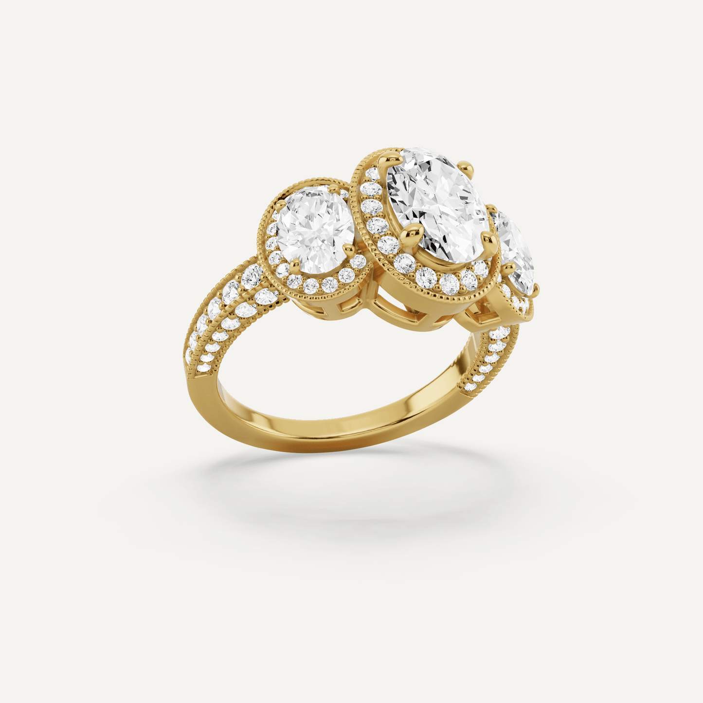 4 3/8 ctw Oval Diamond Side Stone Engagement Ring - Lotus Diamond