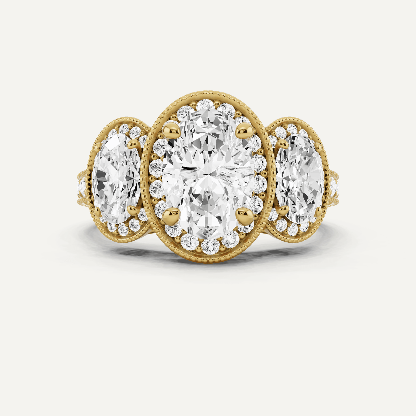 4 3/8 ctw Oval Diamond Side Stone Engagement Ring - Lotus Diamond
