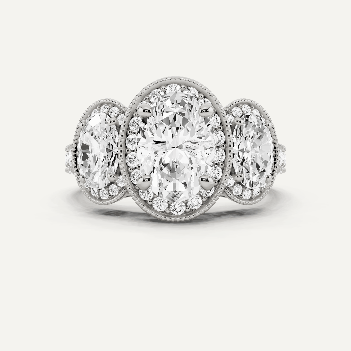 4 3/8 ctw Oval Diamond Side Stone Engagement Ring - Lotus Diamond