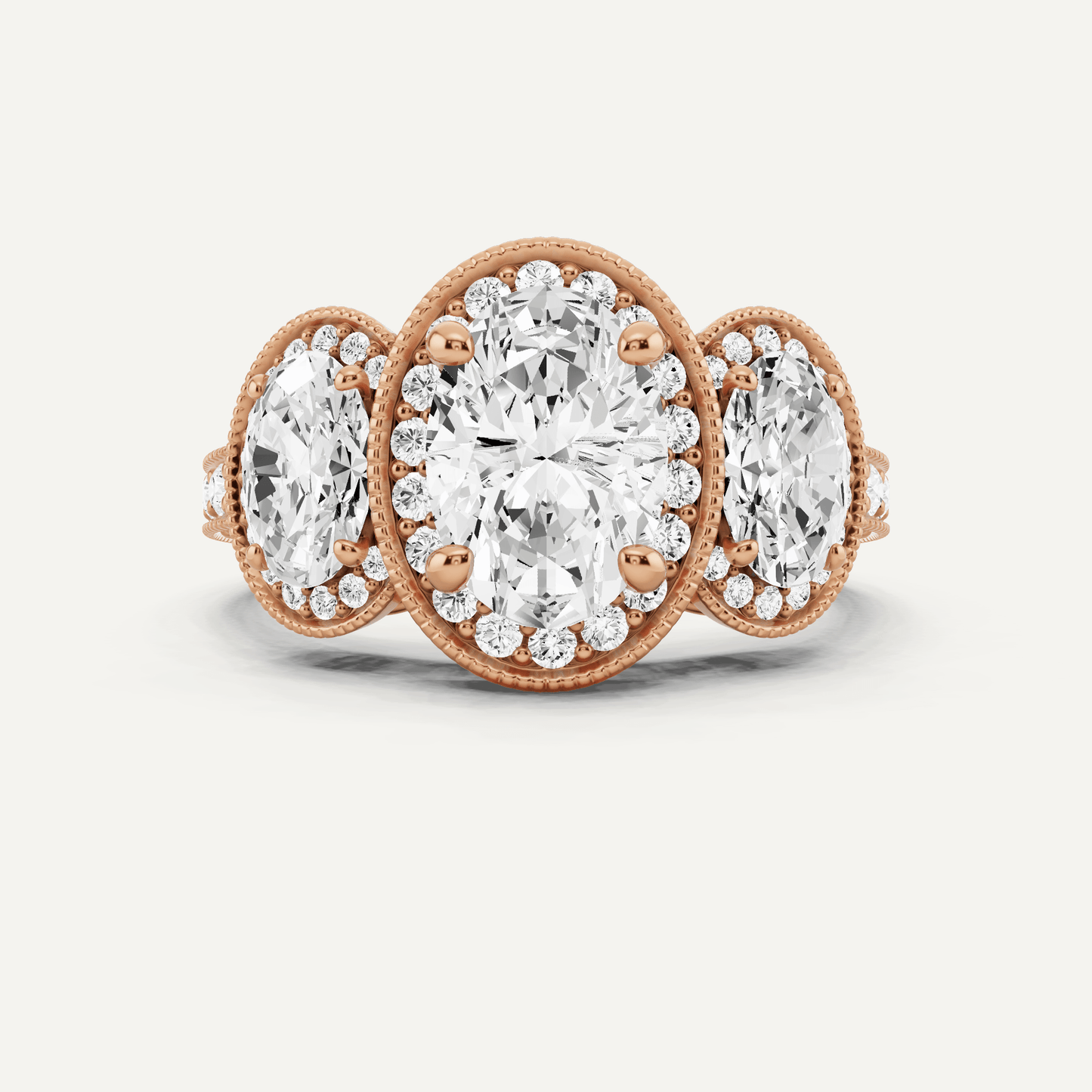 4 3/8 ctw Oval Diamond Side Stone Engagement Ring - Lotus Diamond