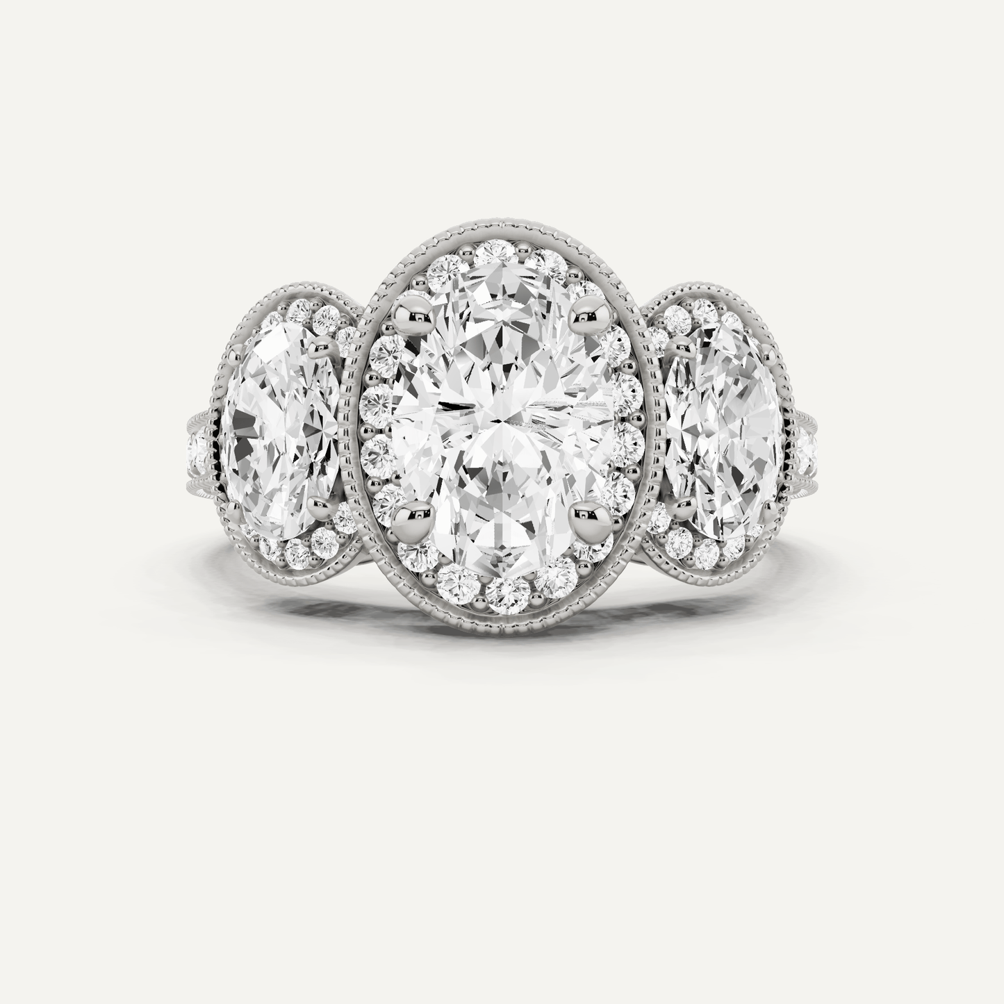 4 3/8 ctw Oval Diamond Side Stone Engagement Ring - Lotus Diamond
