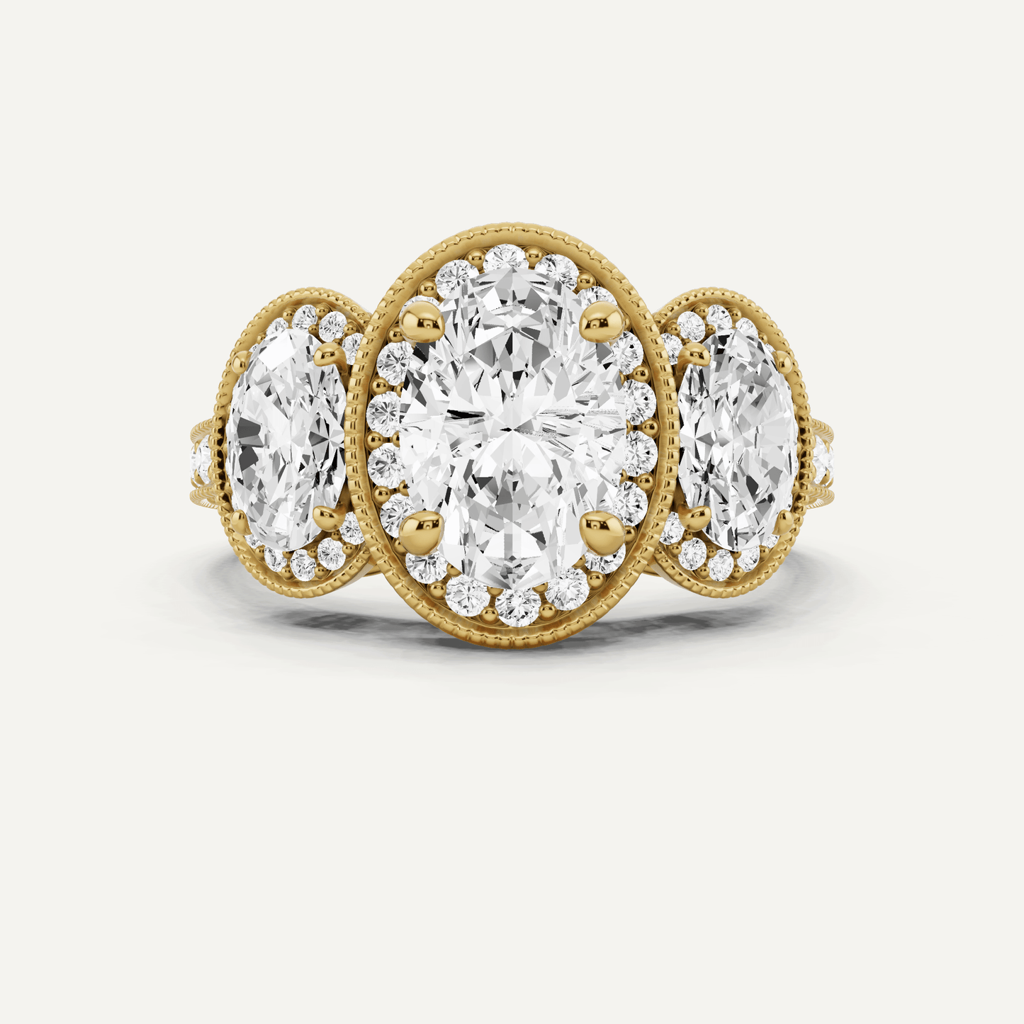 4 3/8 ctw Oval Diamond Side Stone Engagement Ring - Lotus Diamond