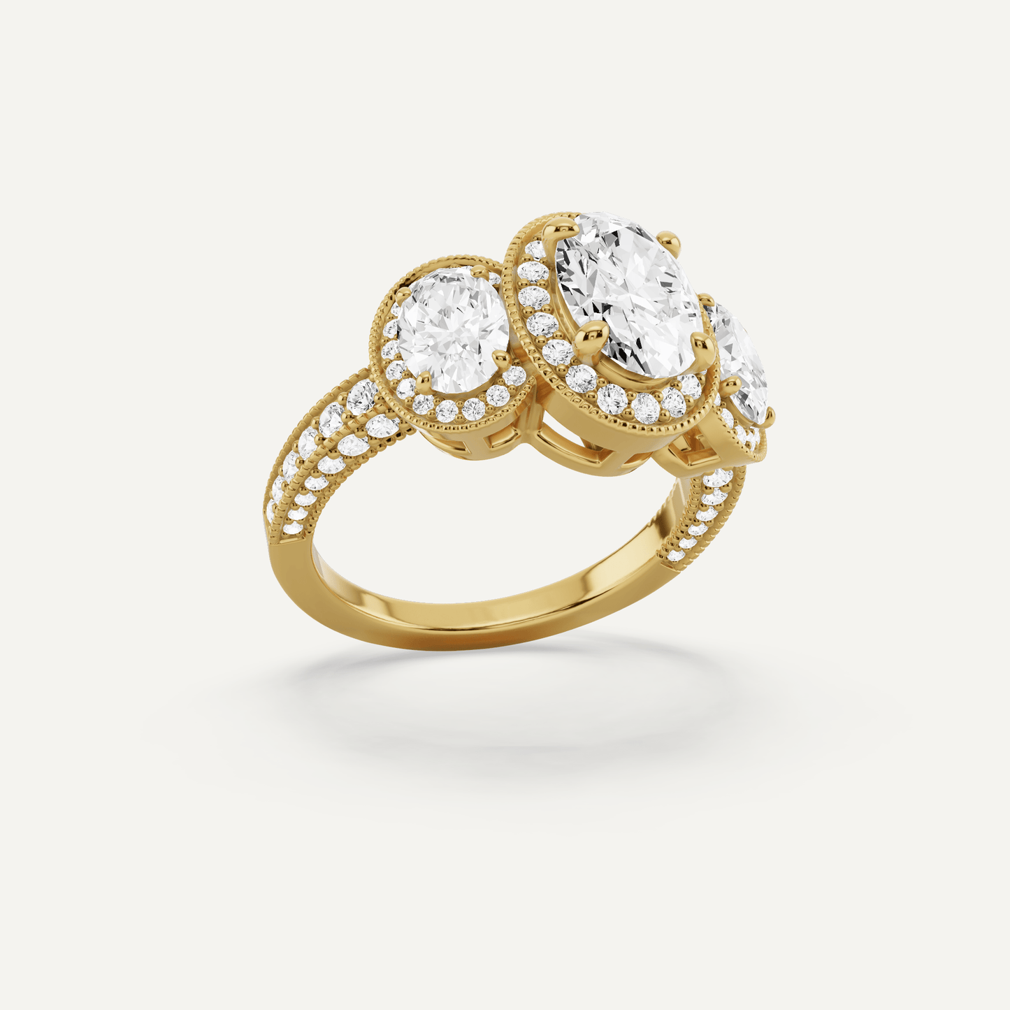 4 3/8 ctw Oval Diamond Side Stone Engagement Ring - Lotus Diamond