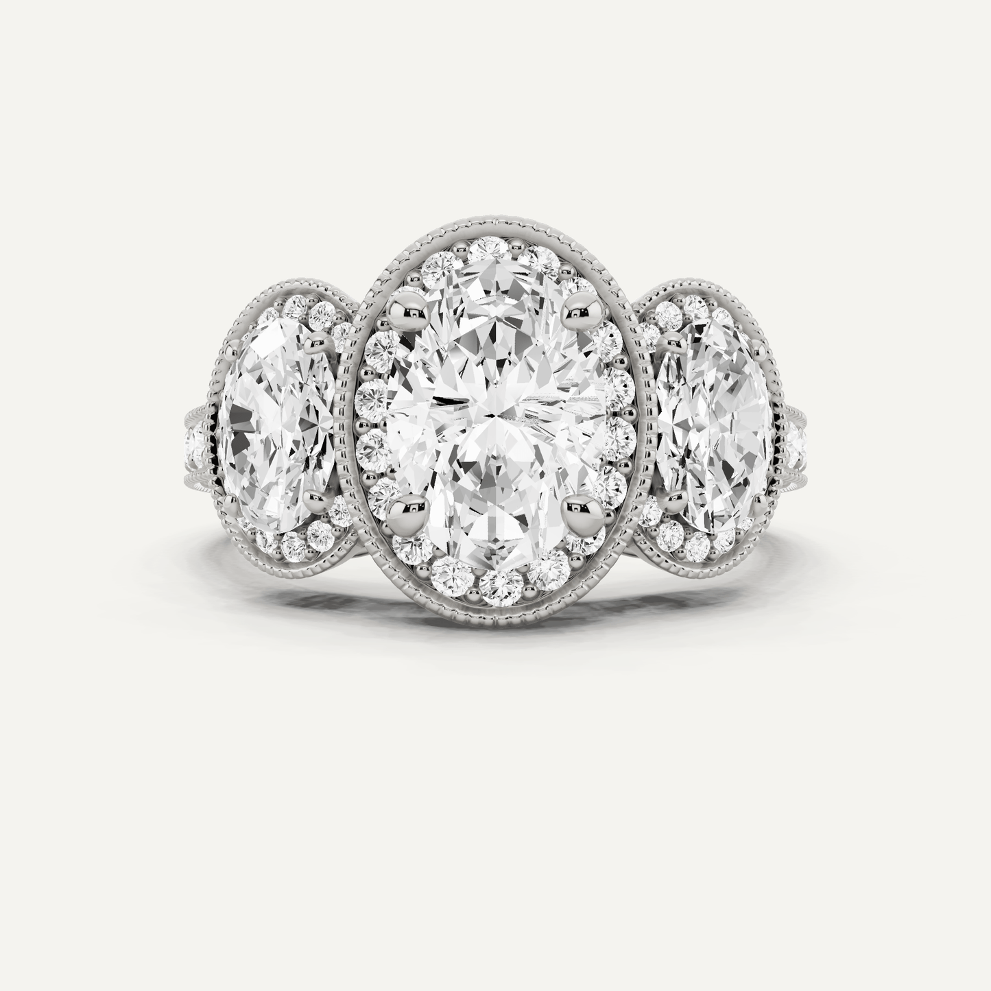 4 3/8 ctw Oval Diamond Side Stone Engagement Ring - Lotus Diamond