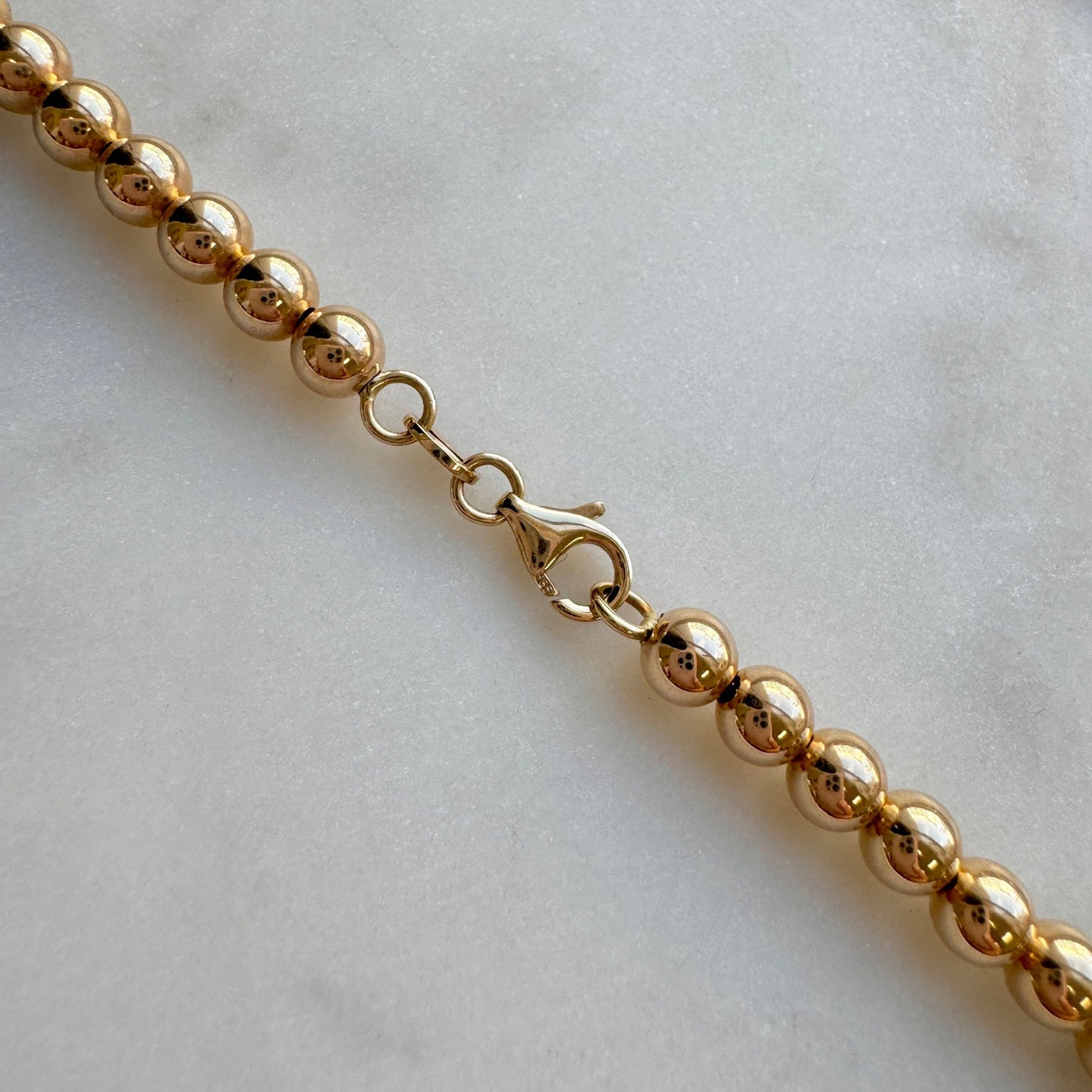 4mm Gold Bead Ball Necklace - Lotus Diamond