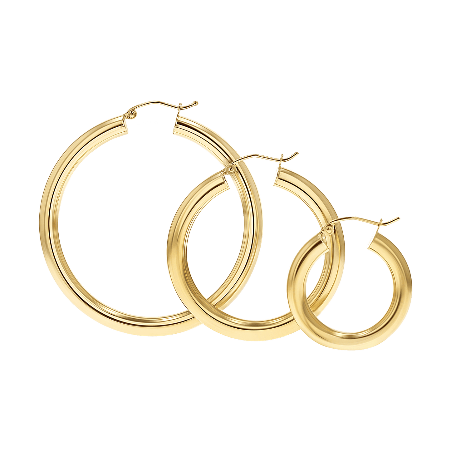 4mm Gold Tube Hoop Earrings - Lotus Diamond