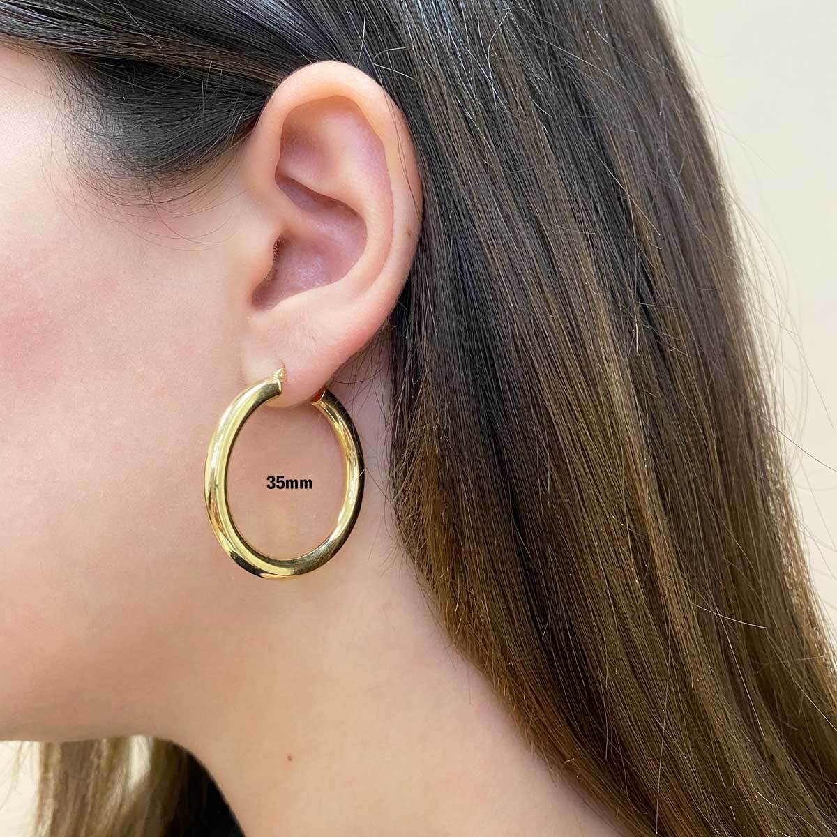 4mm Gold Tube Hoop Earrings - Lotus Diamond