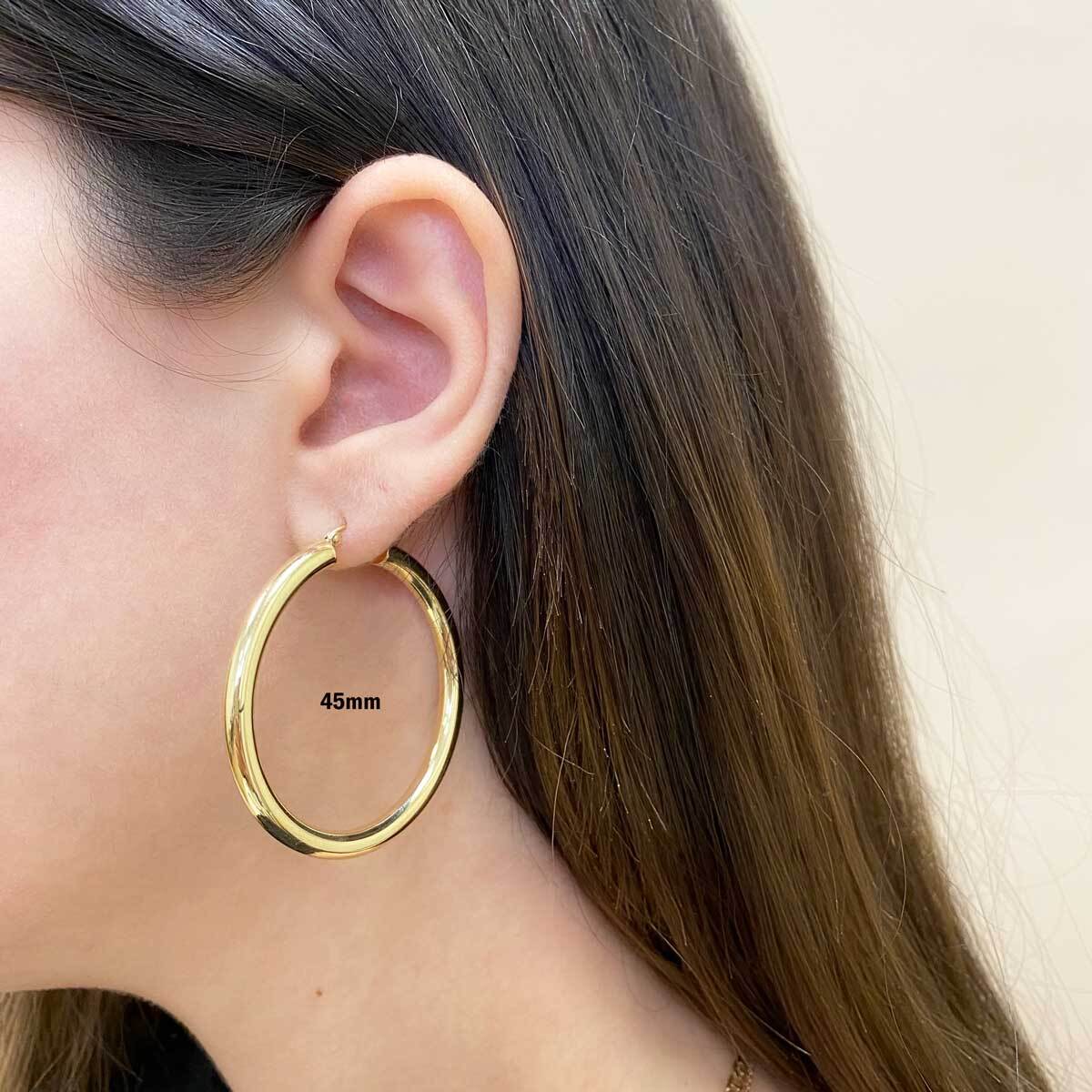 4mm Gold Tube Hoop Earrings - Lotus Diamond