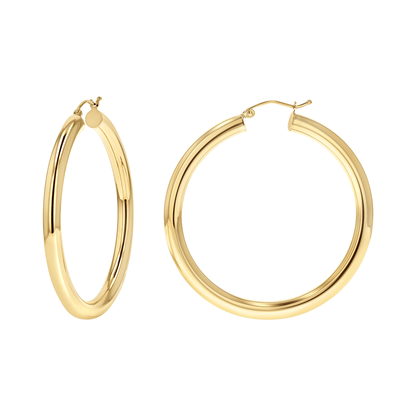 4mm Gold Tube Hoop Earrings - Lotus Diamond