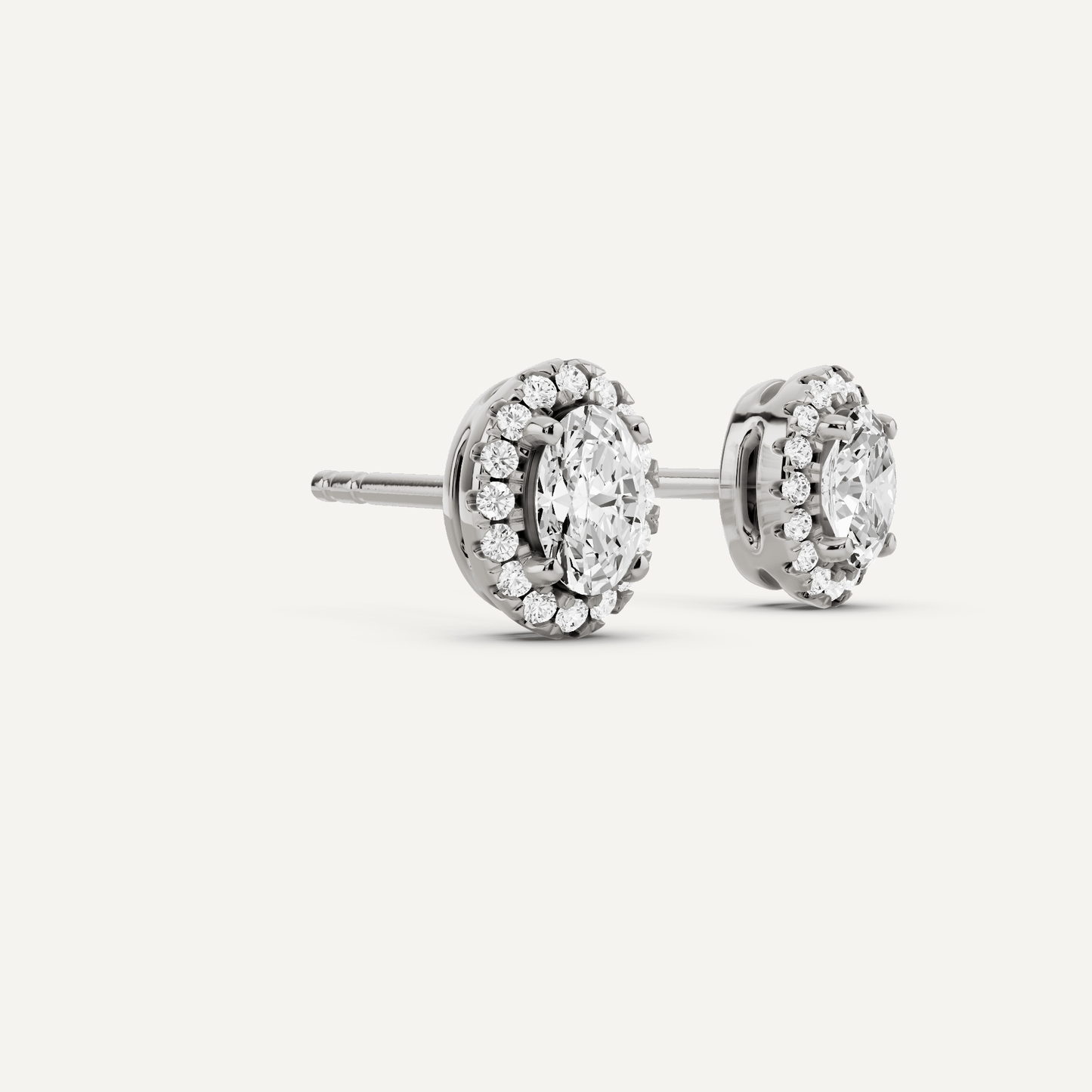 5/8 ctw Oval Diamond Halo Stud Earrings - Lotus Diamond