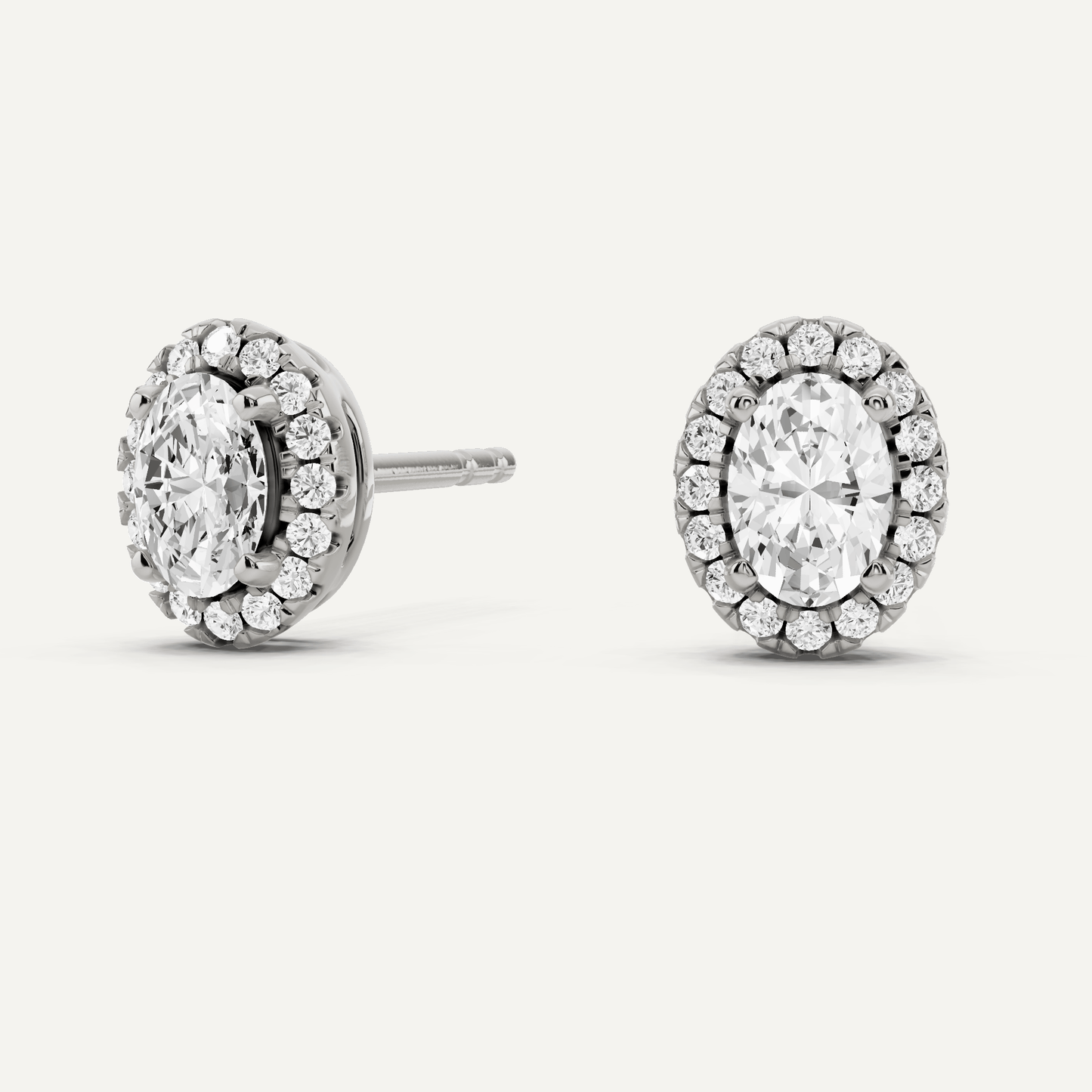 5/8 ctw Oval Diamond Halo Stud Earrings - Lotus Diamond