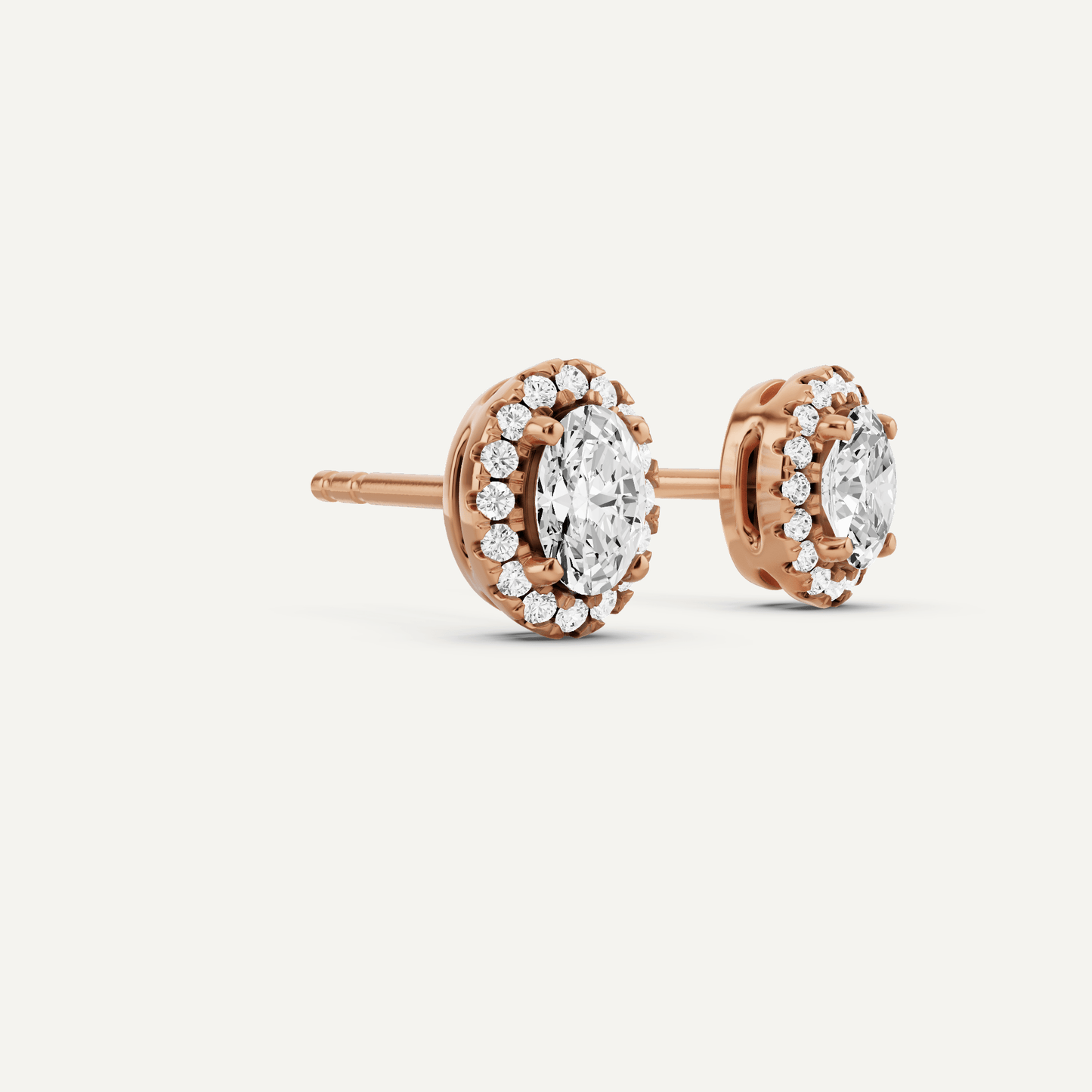5/8 ctw Oval Diamond Halo Stud Earrings - Lotus Diamond