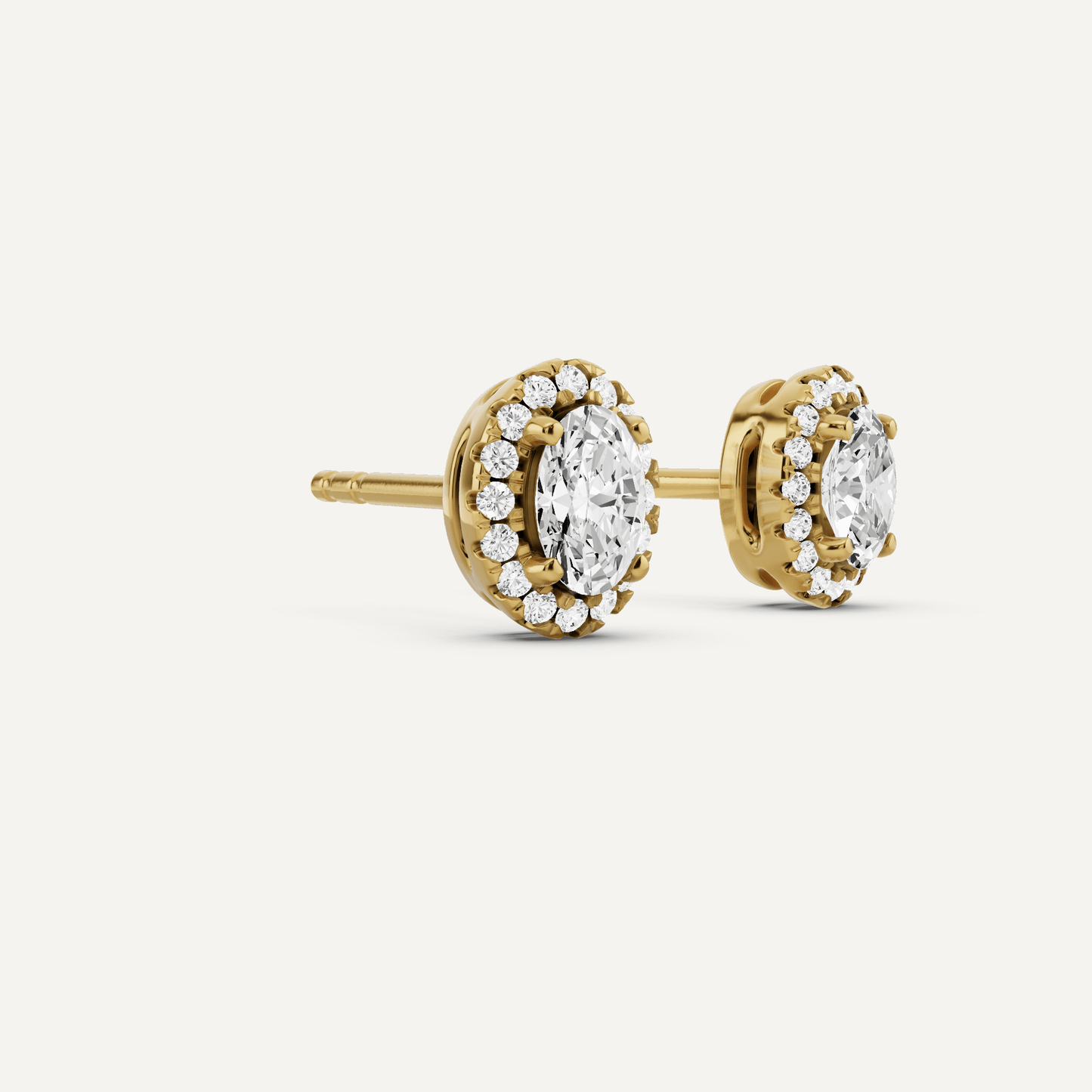 5/8 ctw Oval Diamond Halo Stud Earrings - Lotus Diamond
