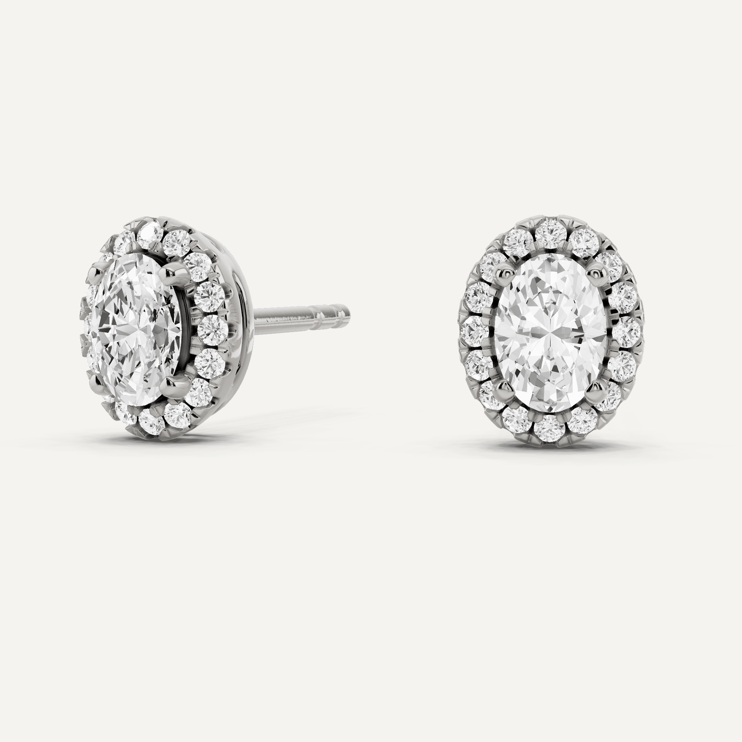 5/8 ctw Oval Diamond Halo Stud Earrings - Lotus Diamond