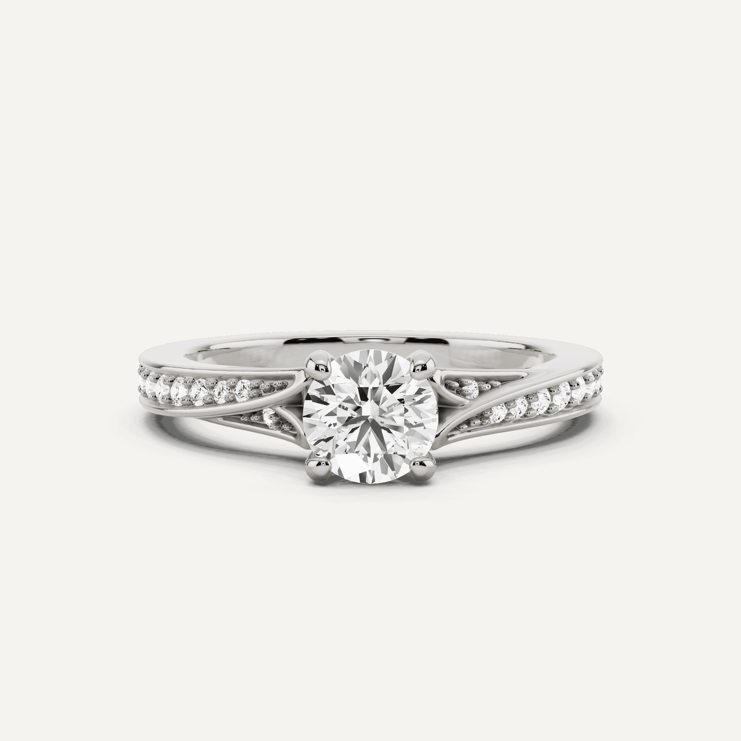 5/8 ctw Round Diamond Contemporary Split Shank Side Stone Engagement Ring - Lotus Diamond