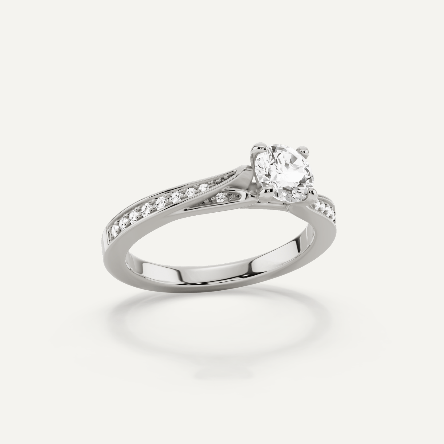 5/8 ctw Round Diamond Contemporary Split Shank Side Stone Engagement Ring - Lotus Diamond
