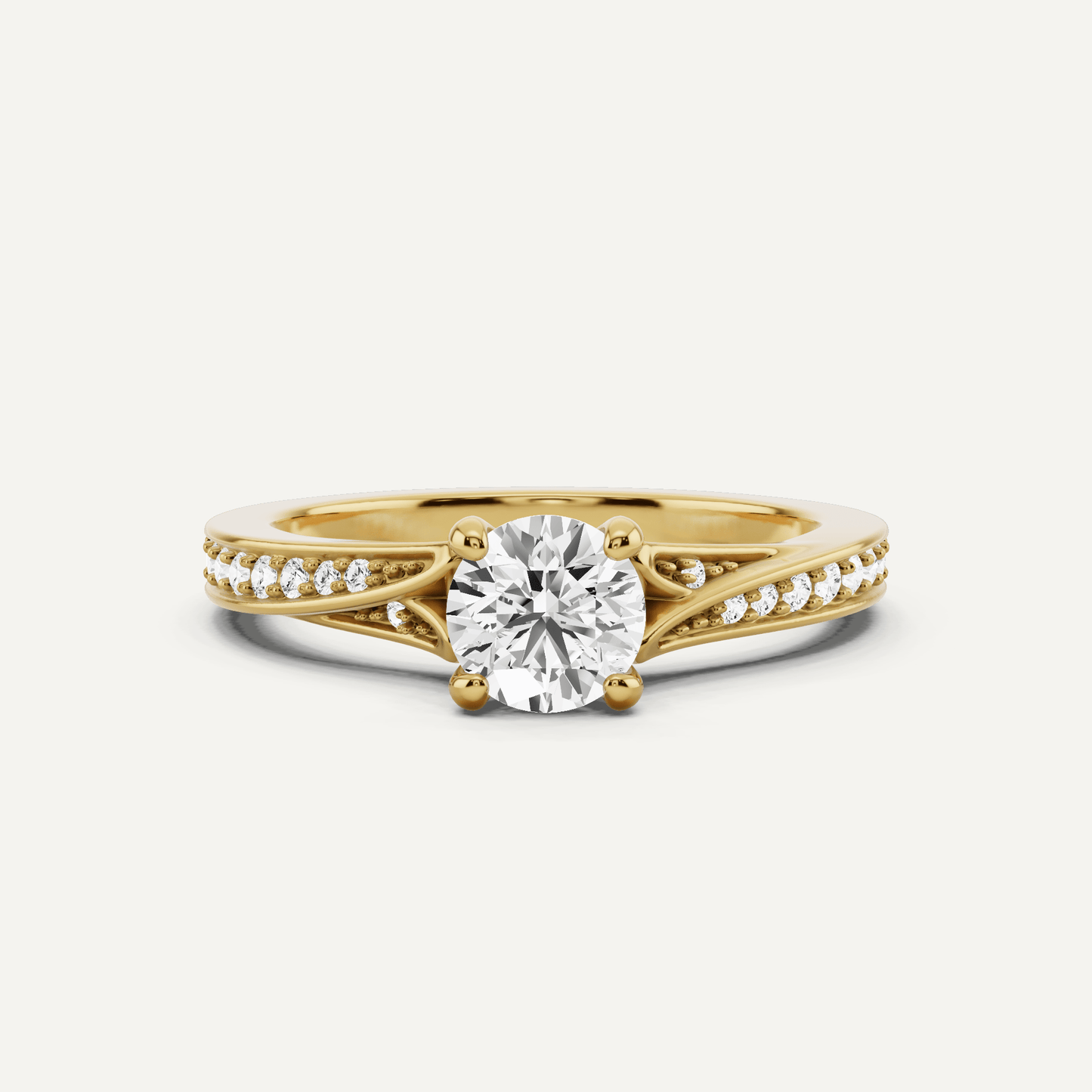 5/8 ctw Round Diamond Contemporary Split Shank Side Stone Engagement Ring - Lotus Diamond