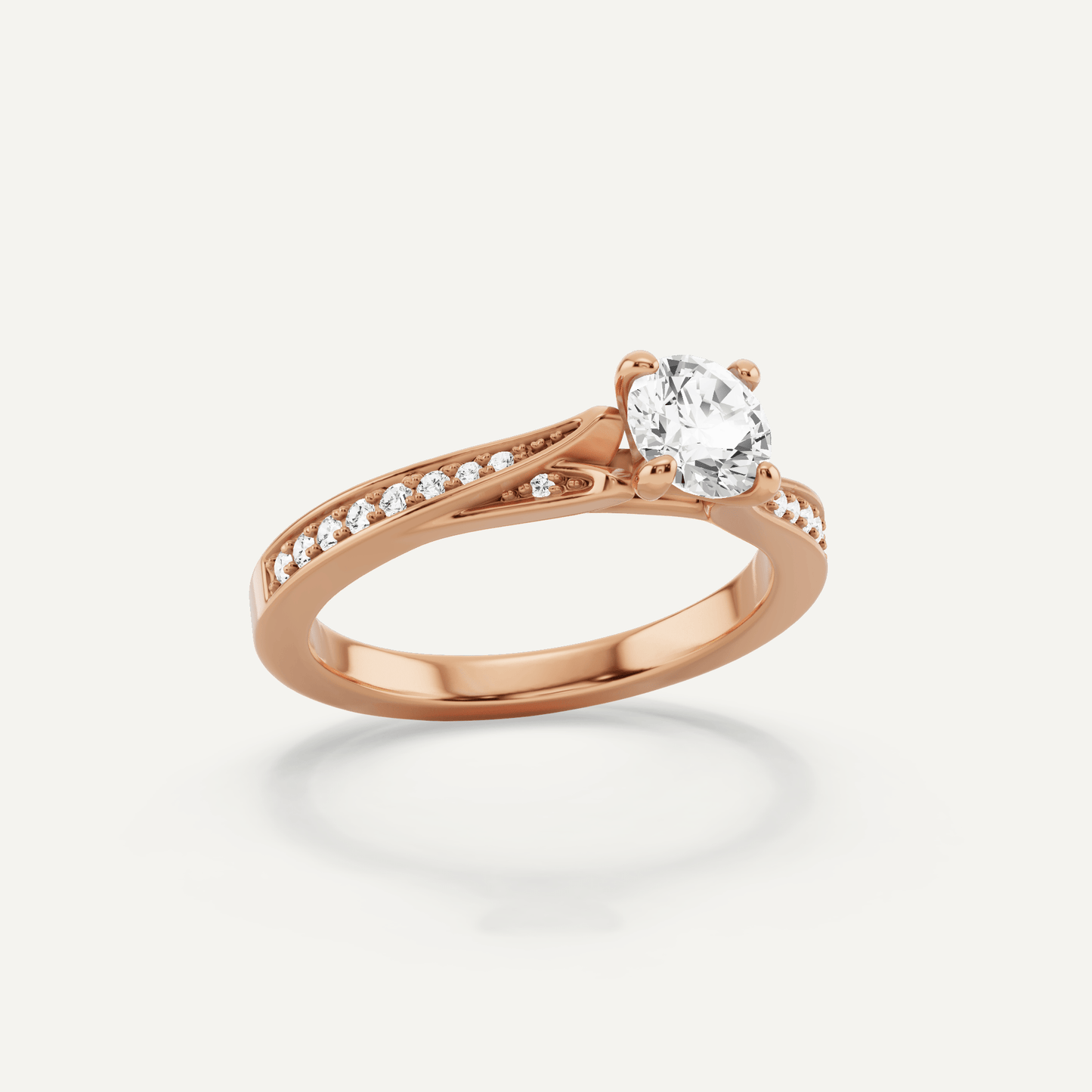 5/8 ctw Round Diamond Contemporary Split Shank Side Stone Engagement Ring - Lotus Diamond
