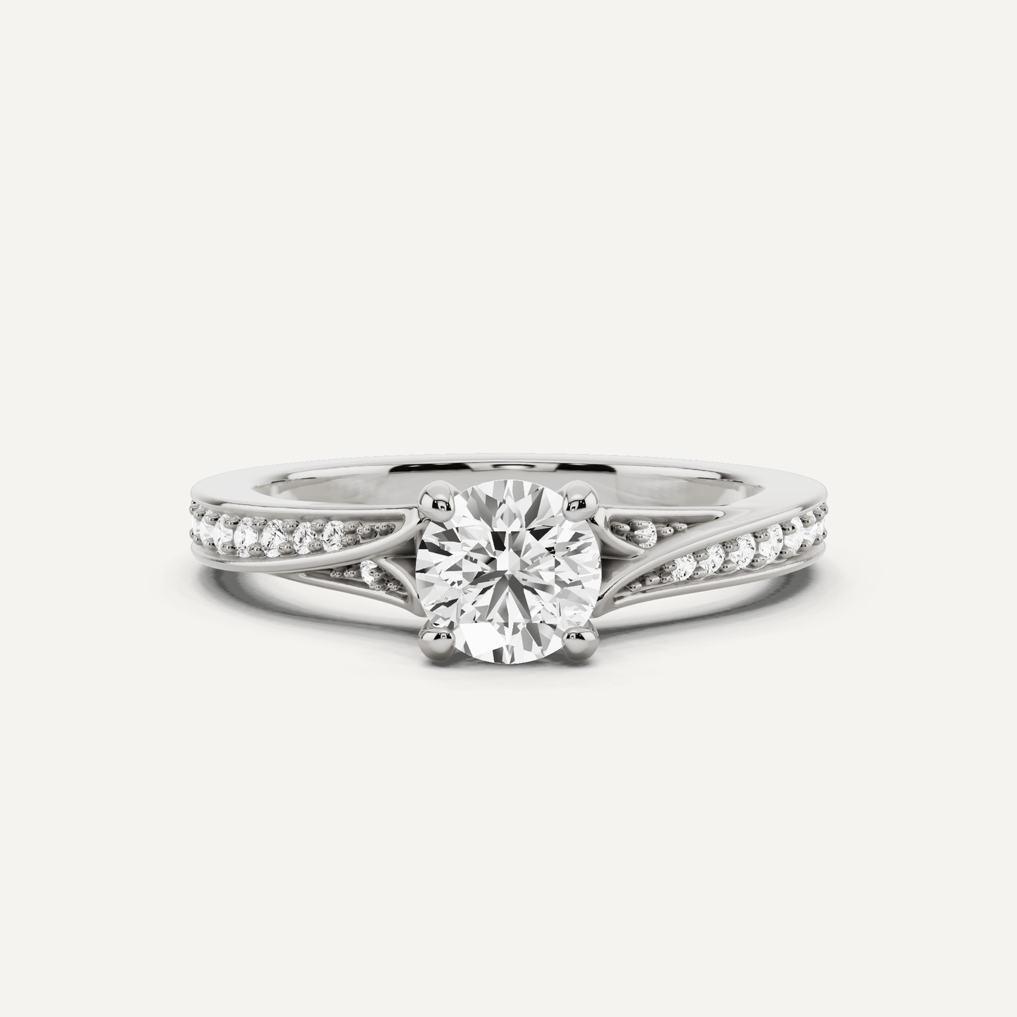 5/8 ctw Round Diamond Contemporary Split Shank Side Stone Engagement Ring - Lotus Diamond