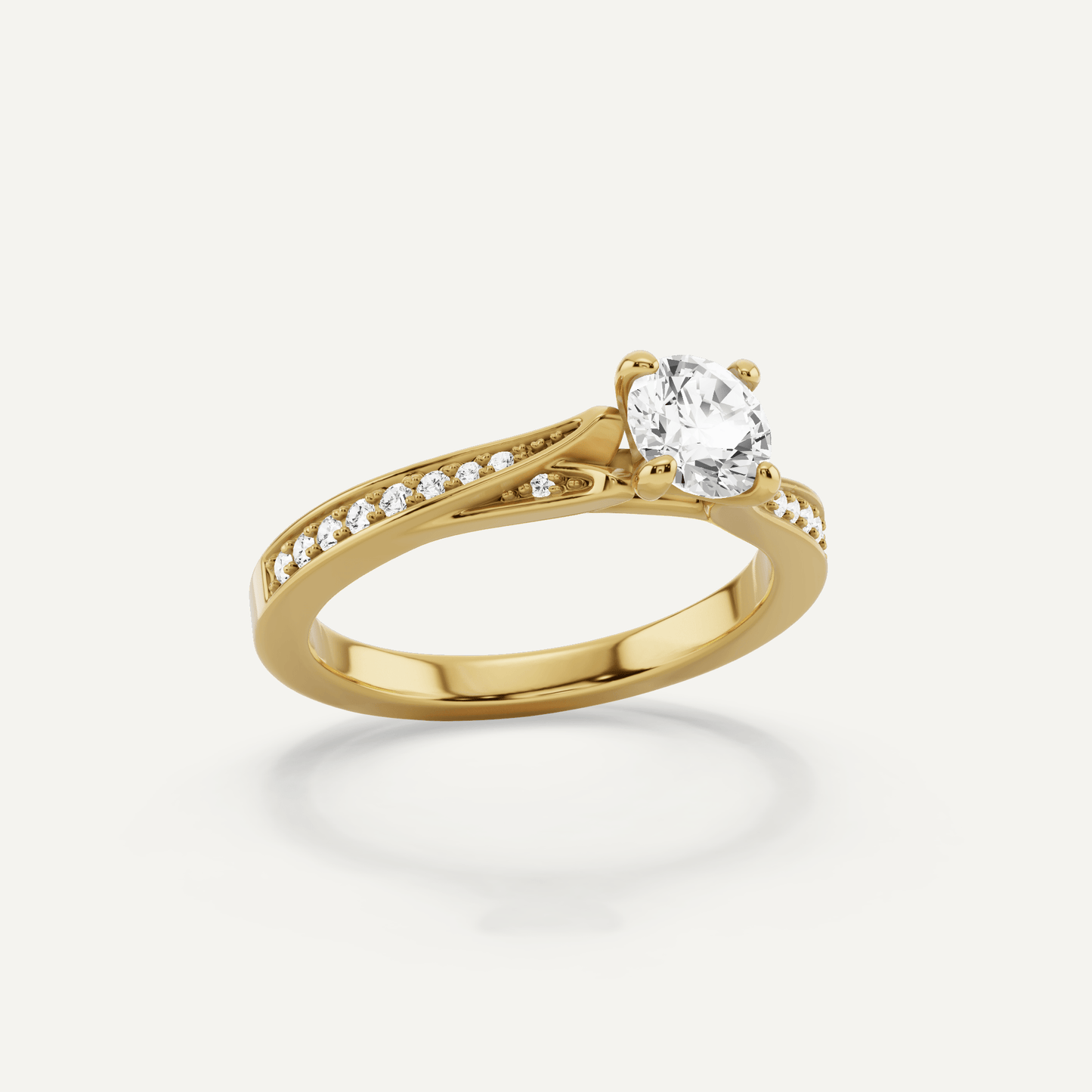 5/8 ctw Round Diamond Contemporary Split Shank Side Stone Engagement Ring - Lotus Diamond