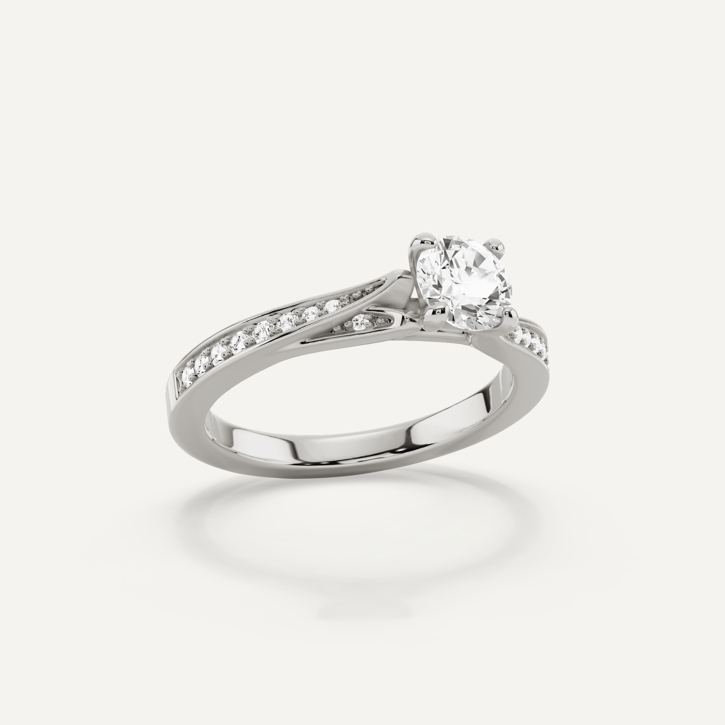 5/8 ctw Round Diamond Contemporary Split Shank Side Stone Engagement Ring - Lotus Diamond