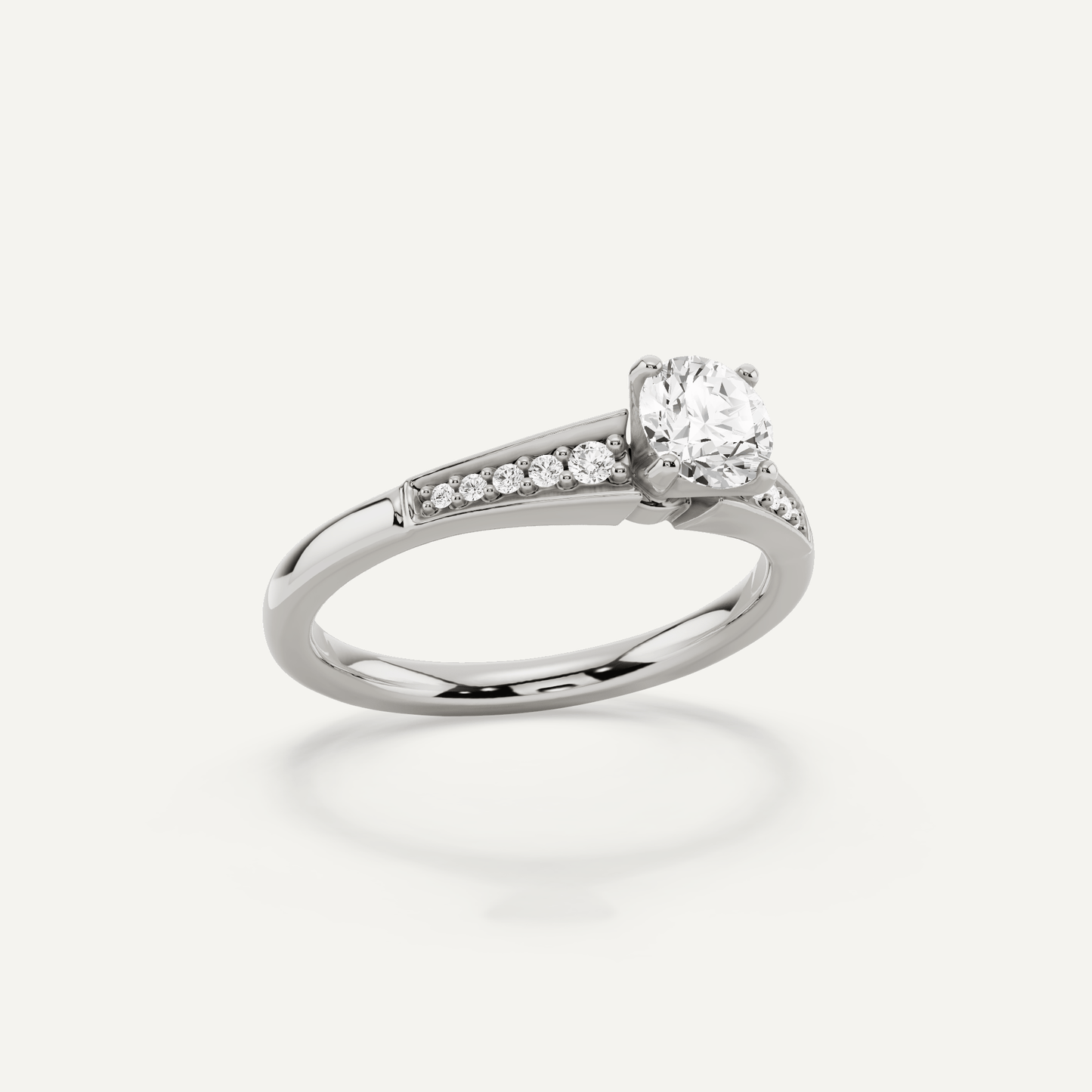 5/8 ctw Round Diamond Pave Set Side Stone Engagement Ring - Lotus Diamond
