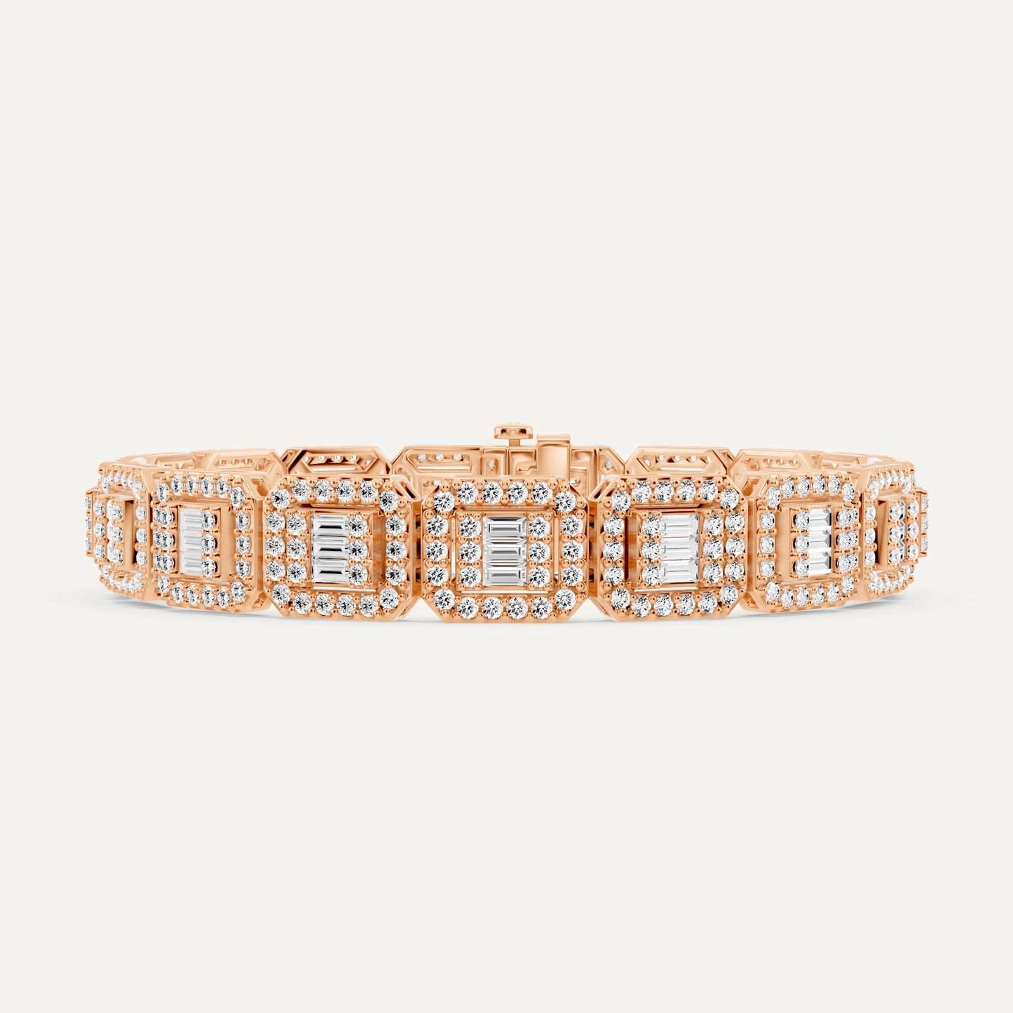 6 1/2 ctw Baguette and Round Diamond Fashion Bracelet - Lotus Diamond