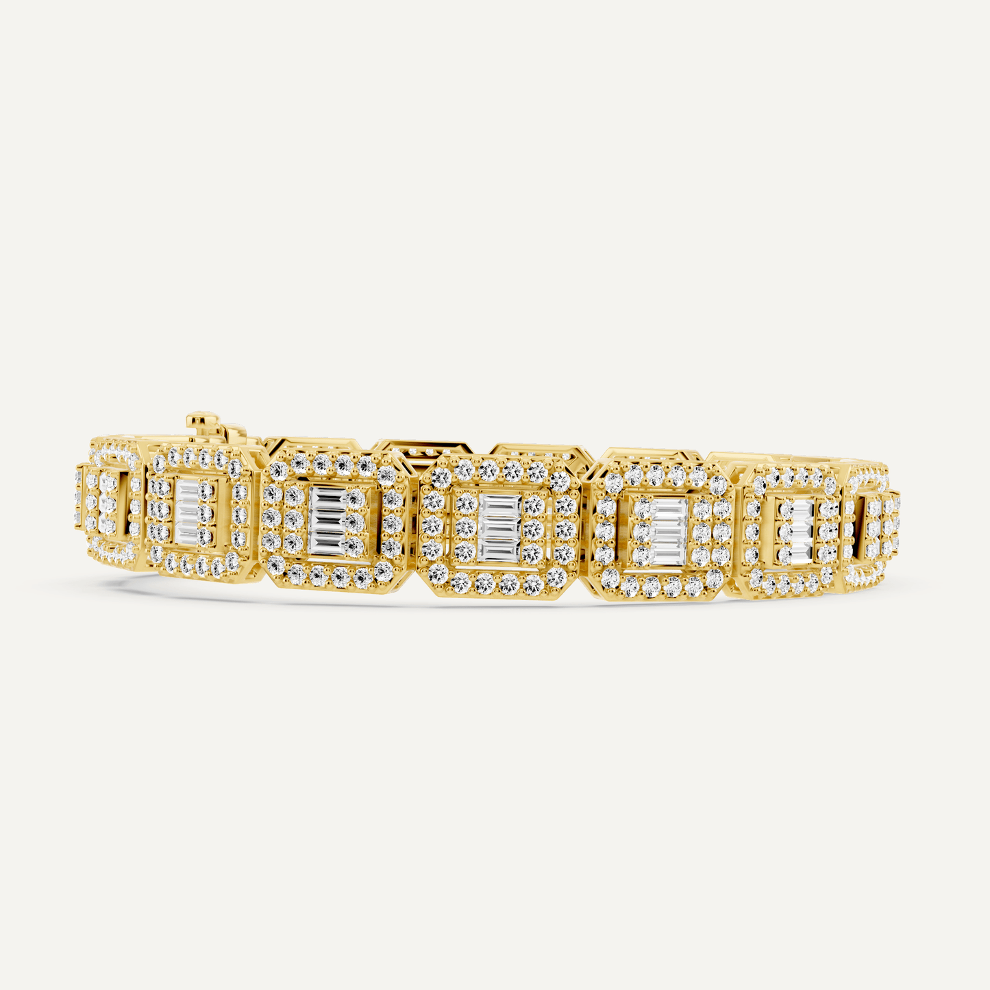 6 1/2 ctw Baguette and Round Diamond Fashion Bracelet - Lotus Diamond