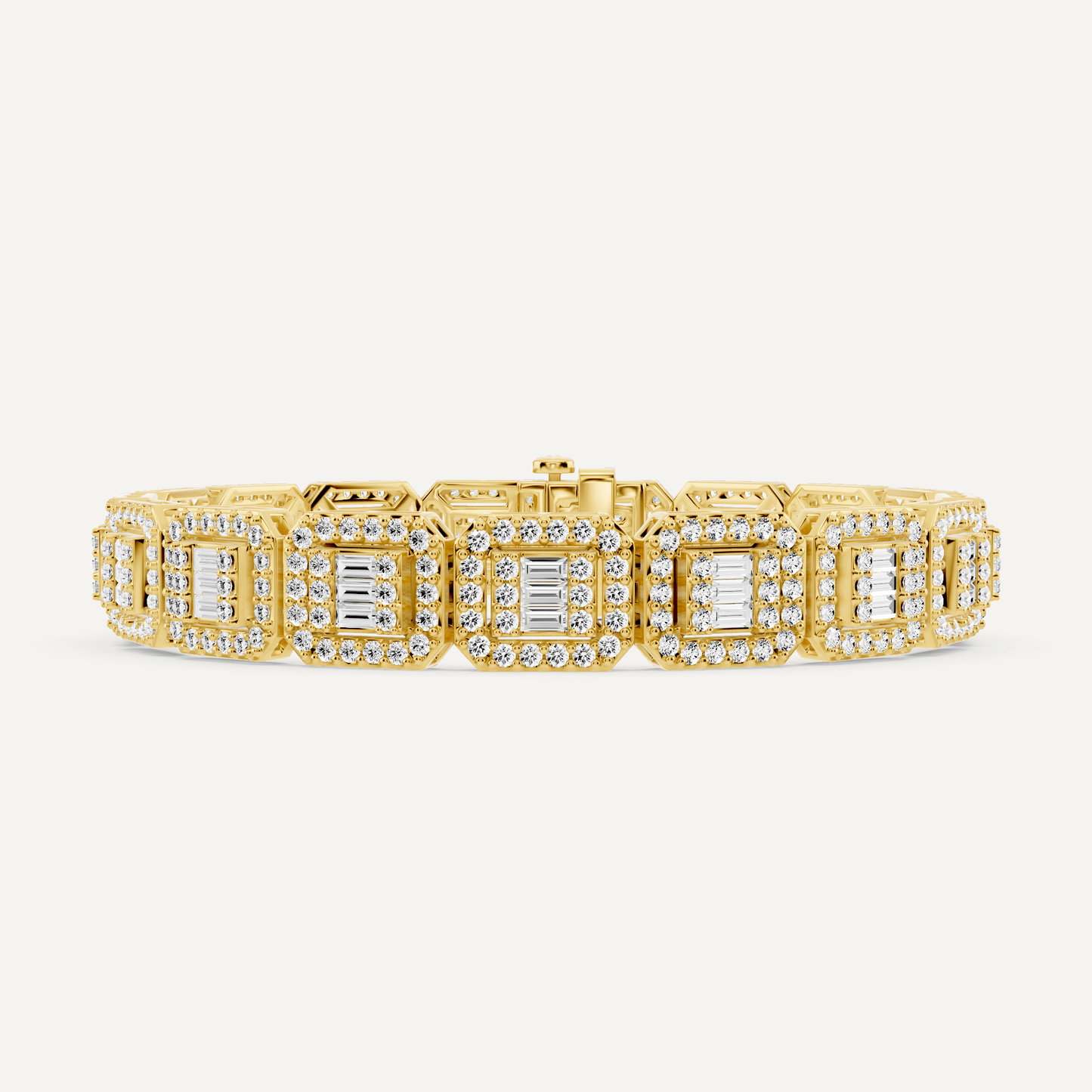 6 1/2 ctw Baguette and Round Diamond Fashion Bracelet - Lotus Diamond