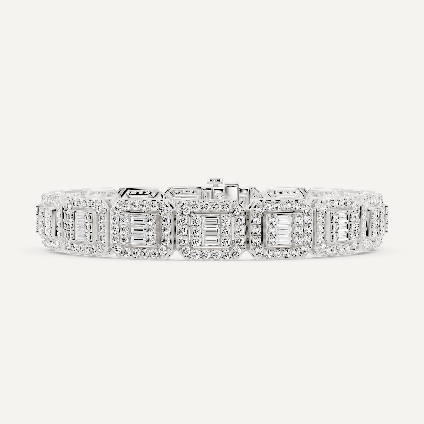 6 1/2 ctw Baguette and Round Diamond Fashion Bracelet - Lotus Diamond