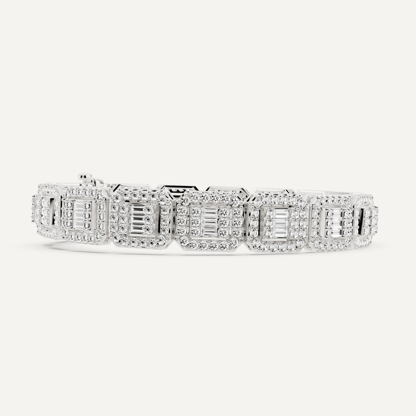 6 1/2 ctw Baguette and Round Diamond Fashion Bracelet - Lotus Diamond