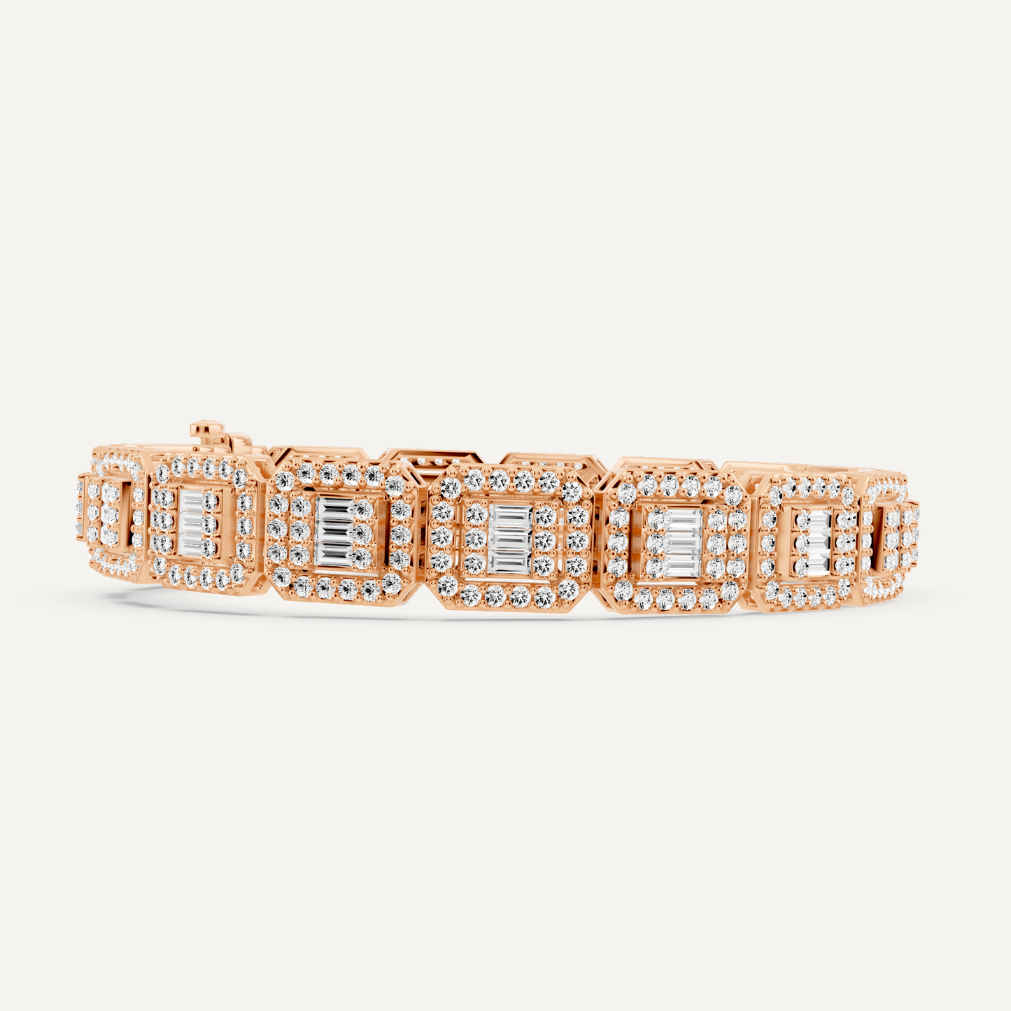 6 1/2 ctw Baguette and Round Diamond Fashion Bracelet - Lotus Diamond