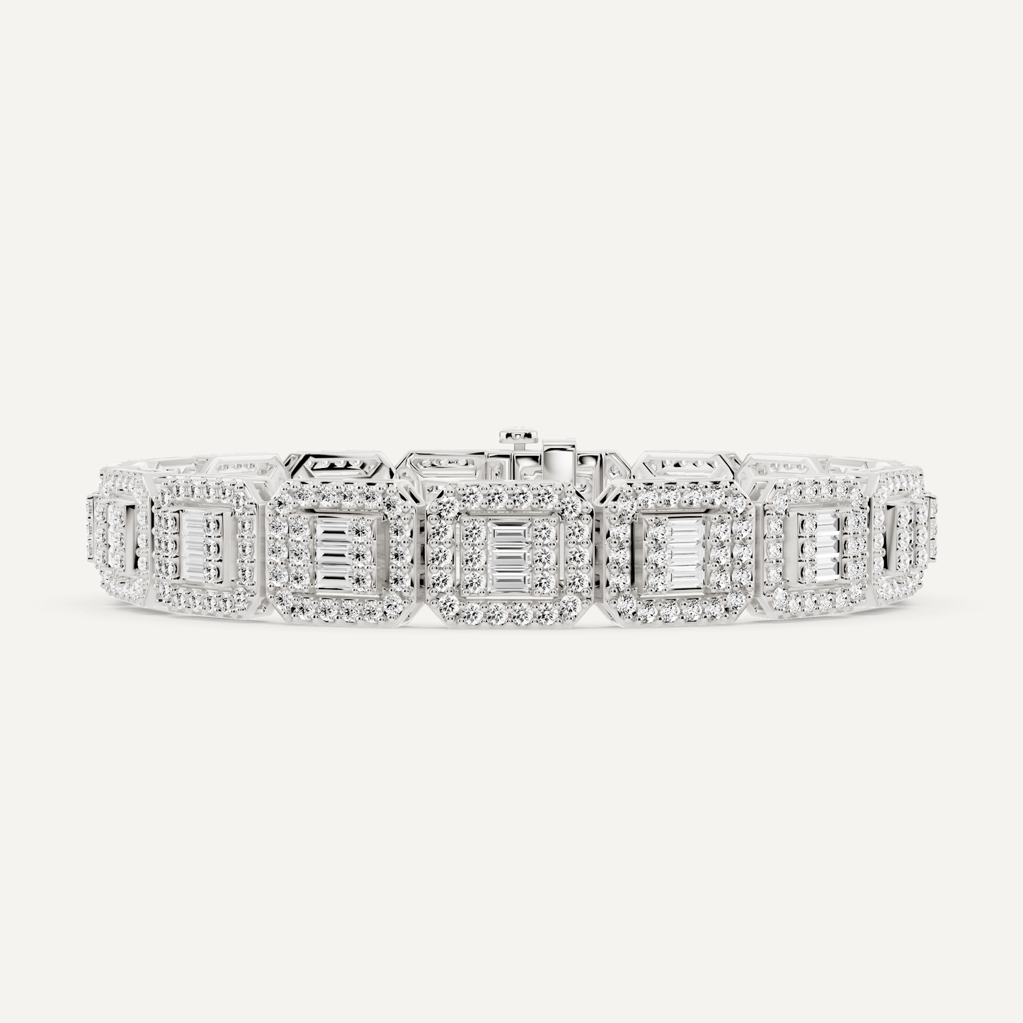 6 1/2 ctw Baguette and Round Diamond Fashion Bracelet - Lotus Diamond