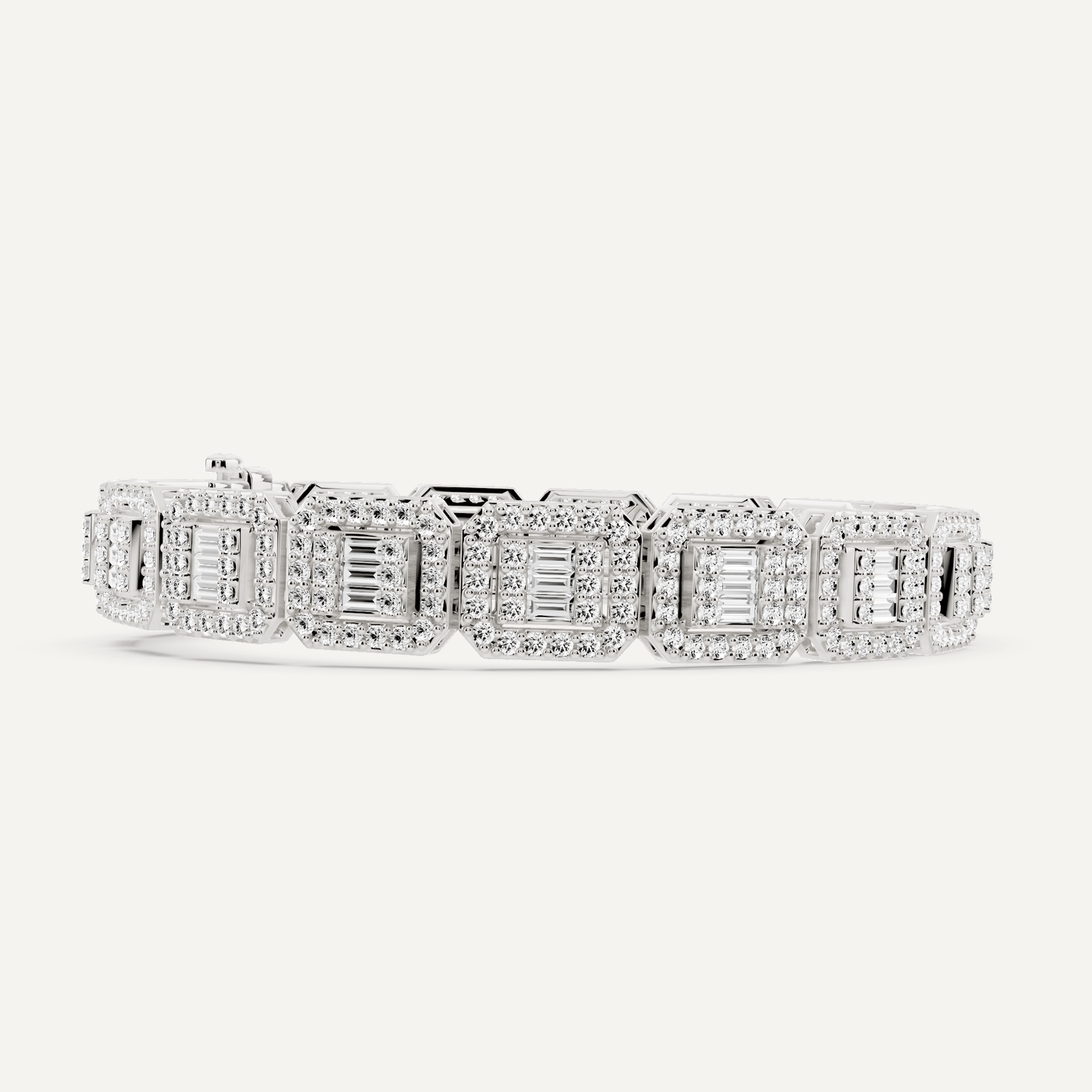 6 1/2 ctw Baguette and Round Diamond Fashion Bracelet - Lotus Diamond
