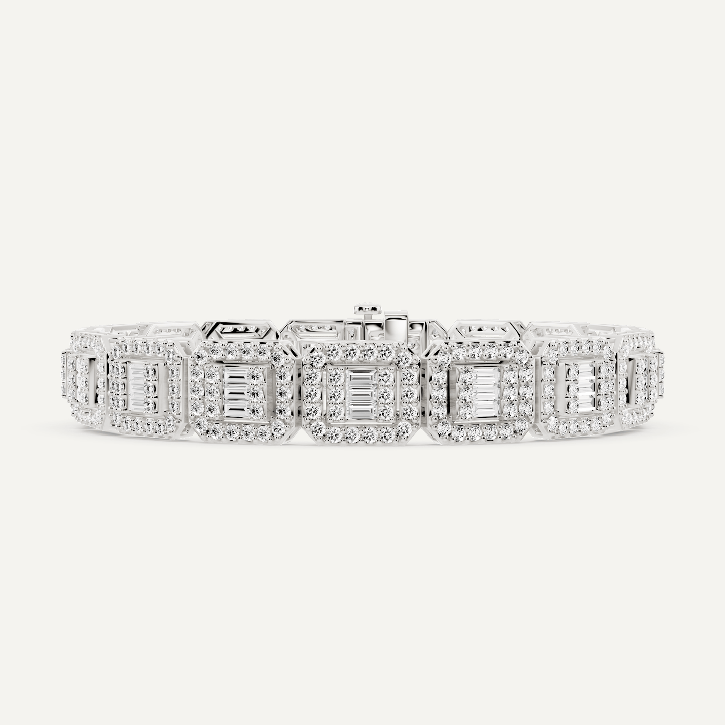 6 1/2 ctw Baguette and Round Diamond Fashion Bracelet - Lotus Diamond